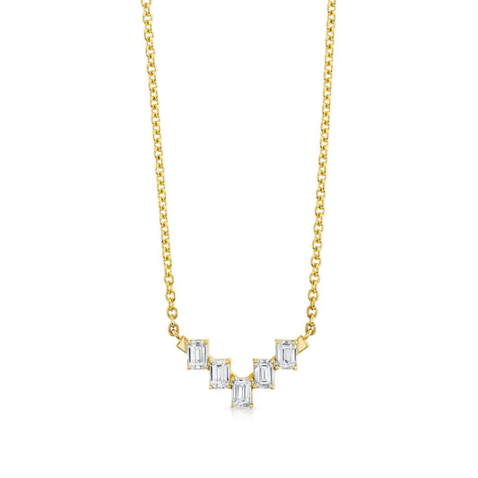 Mini Montage Emerald Cut Diamond Chevron Necklace