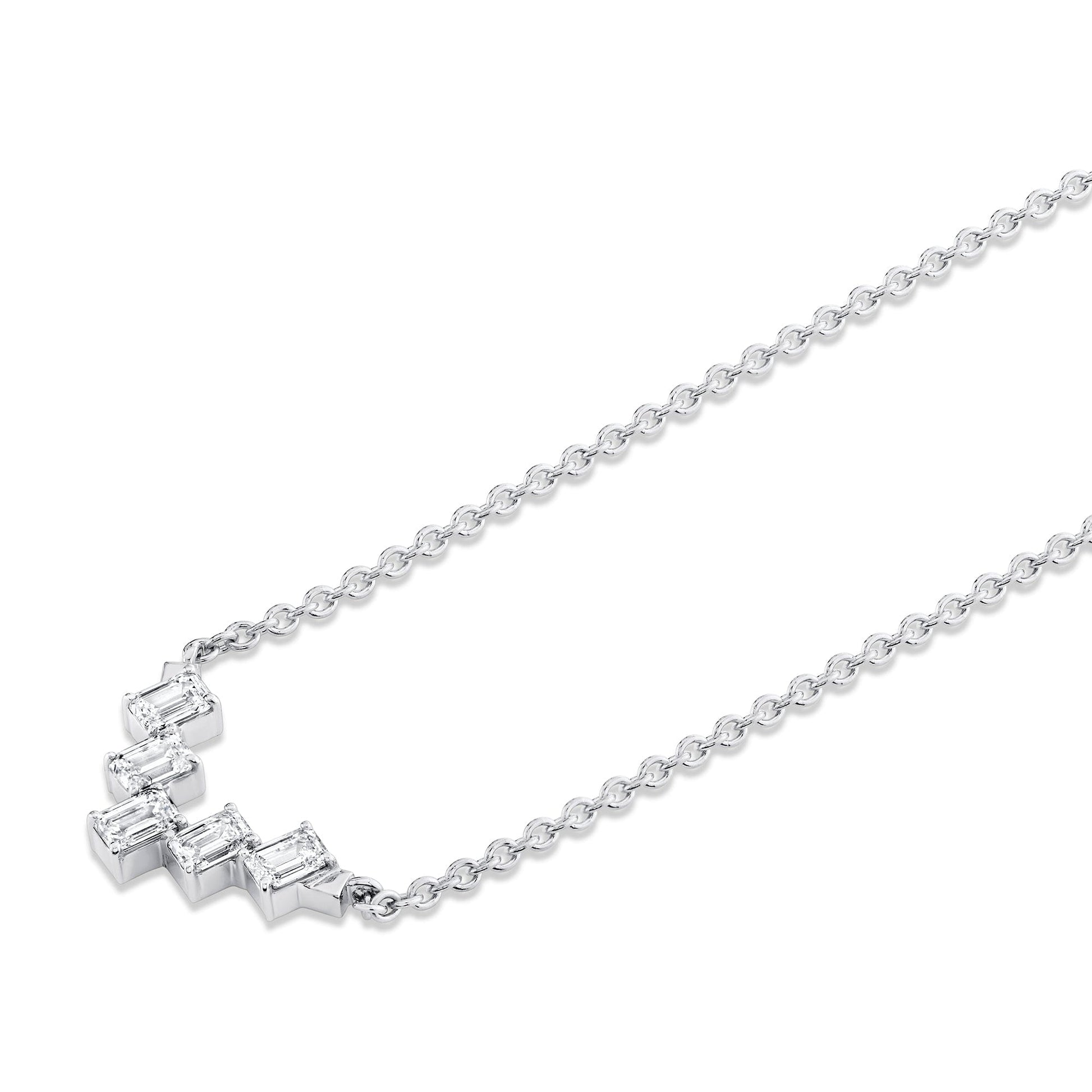 Mini Montage Emerald Cut Diamond Chevron Necklace