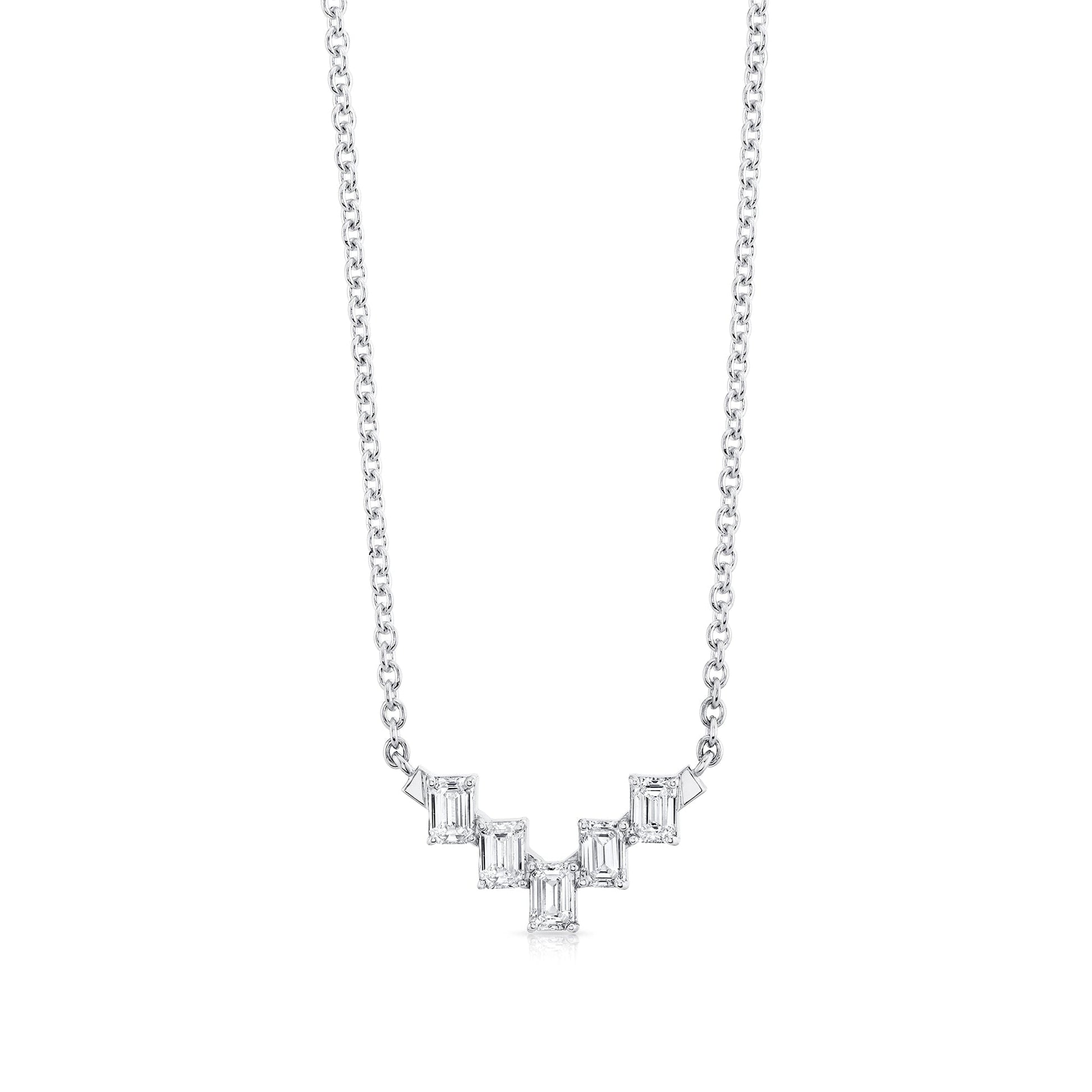 Mini Montage Emerald Cut Diamond Chevron Necklace