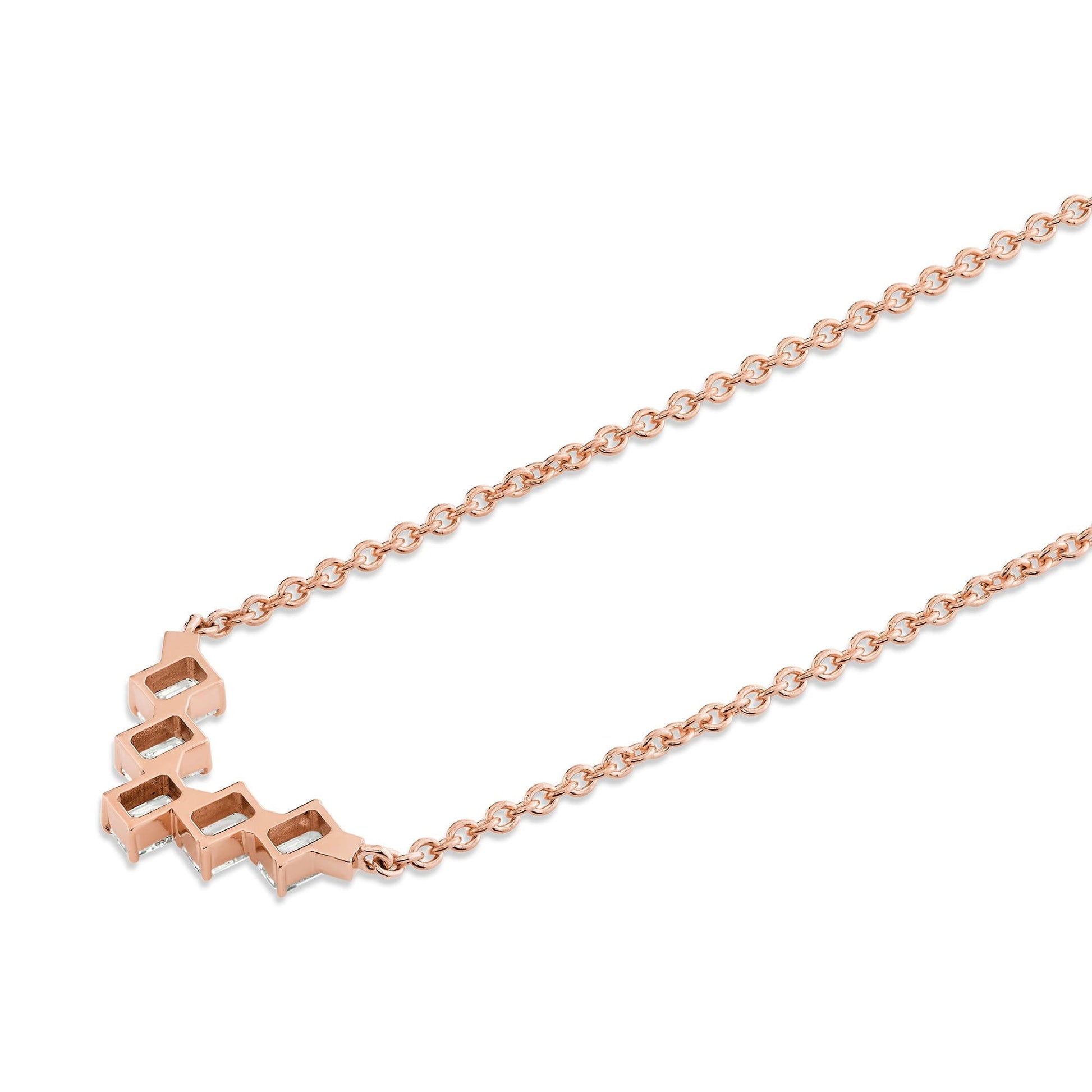 Mini Montage Emerald Cut Diamond Chevron Necklace