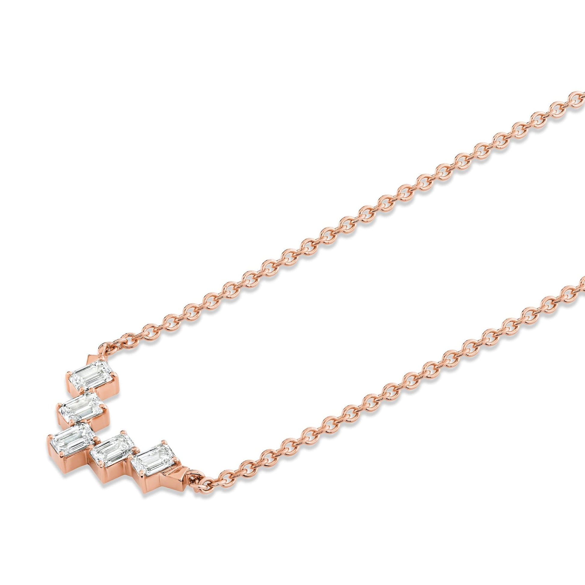 Mini Montage Emerald Cut Diamond Chevron Necklace