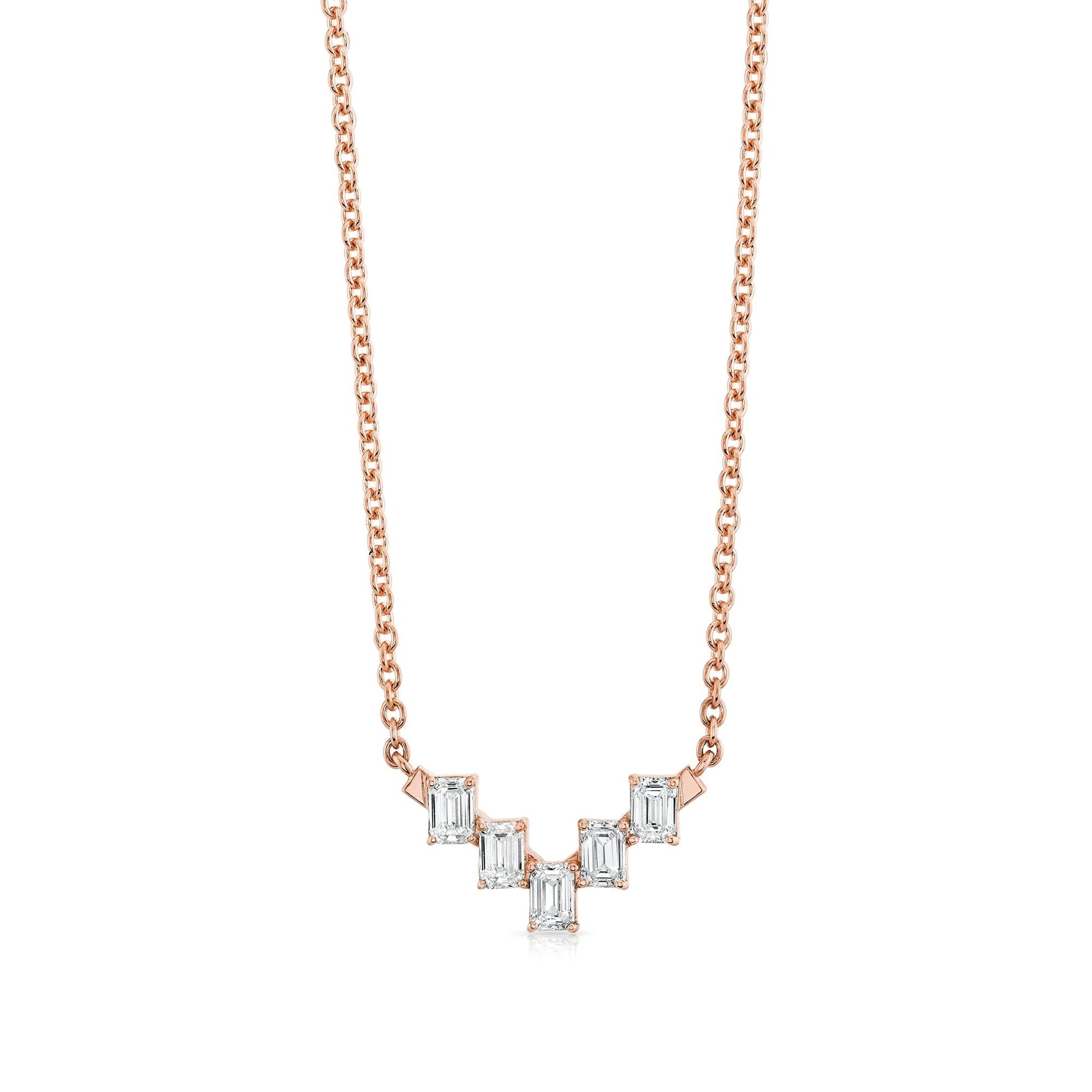 Mini Montage Emerald Cut Diamond Chevron Necklace