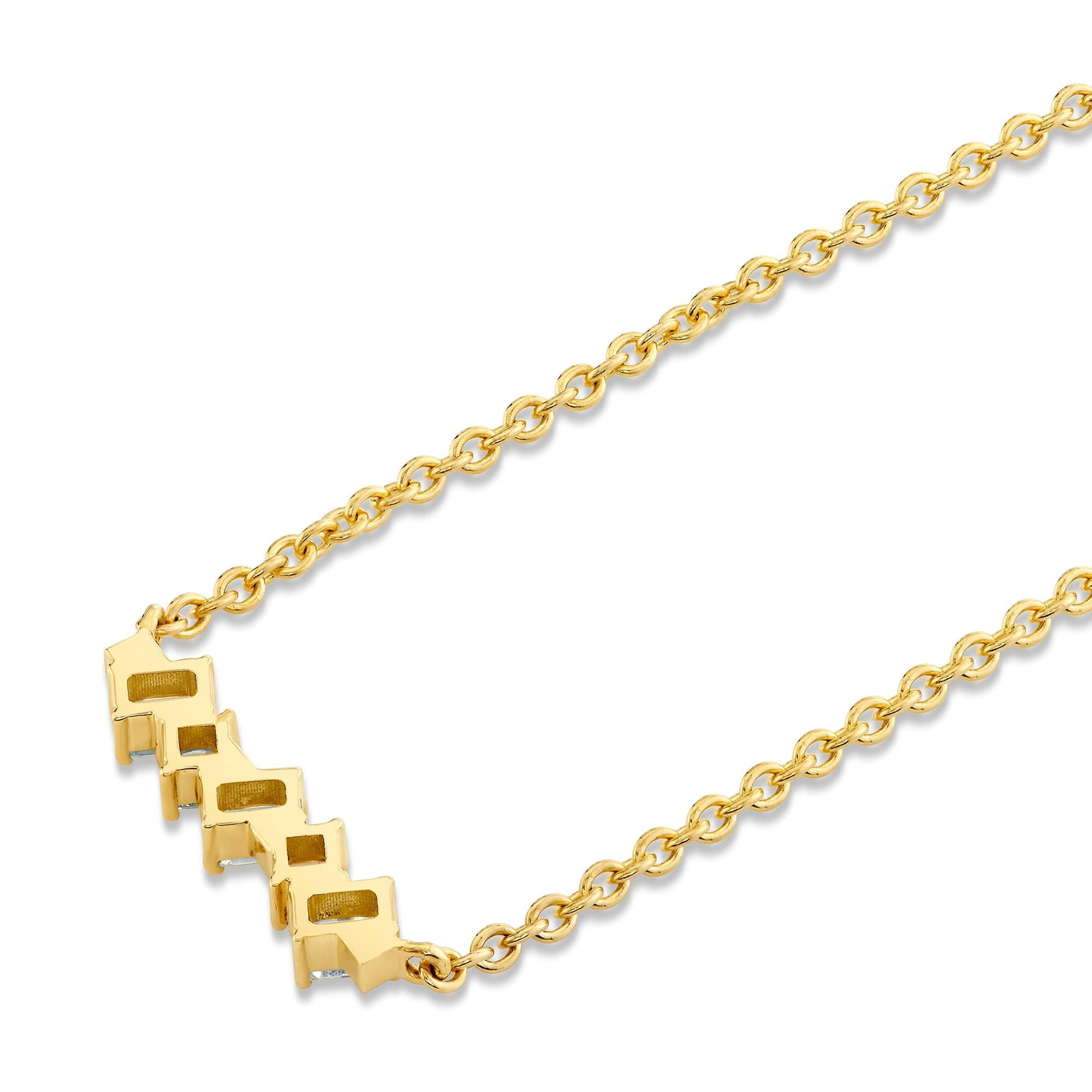 Mini Montage Emerald & Princess Diamond Bar Necklace