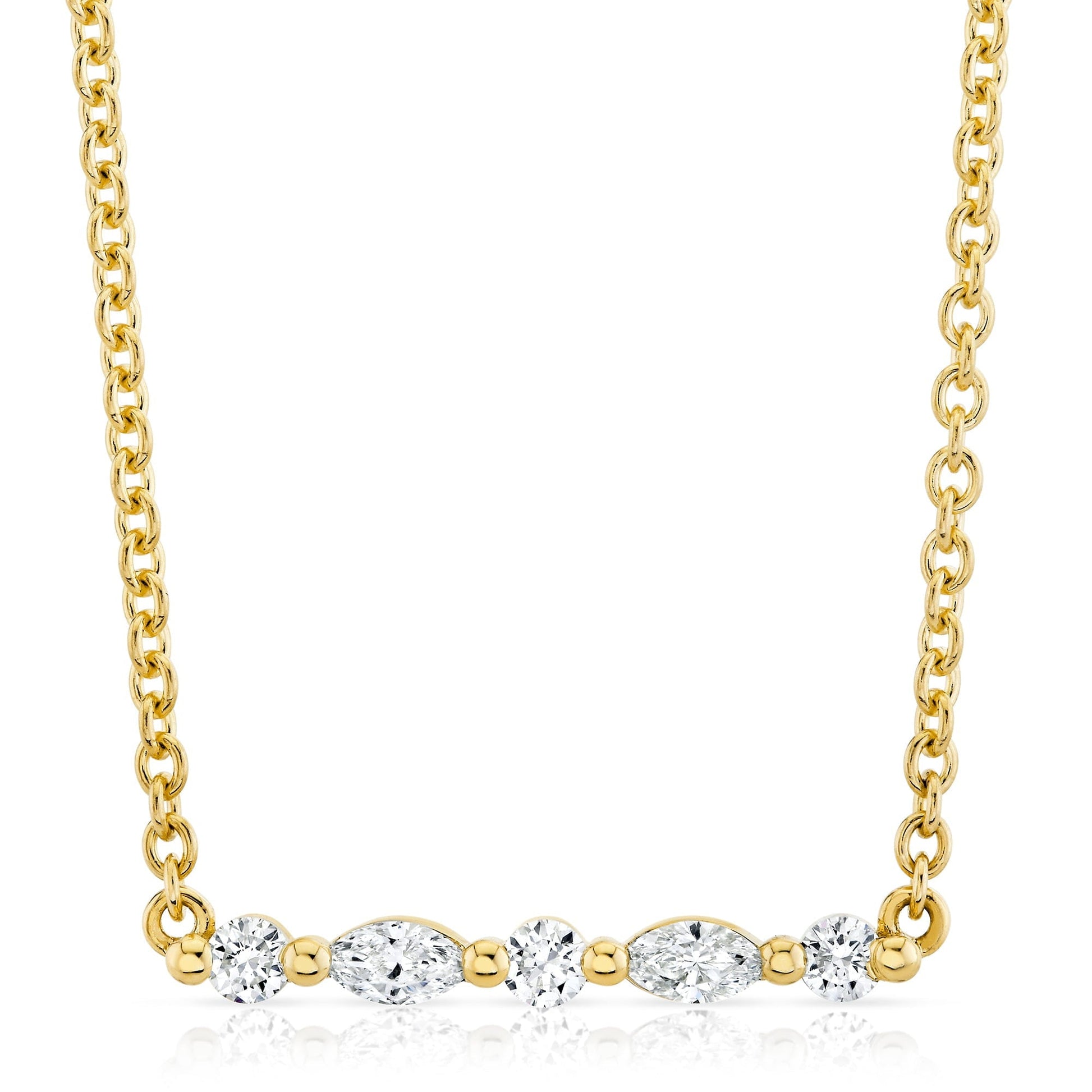 Mini Montage Marquise and Round Cut Diamond Bar Necklace