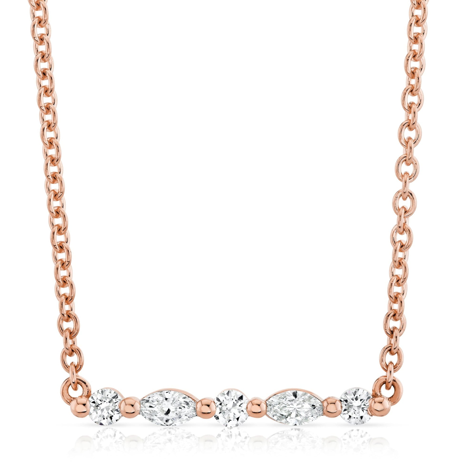 Mini Montage Marquise and Round Cut Diamond Bar Necklace