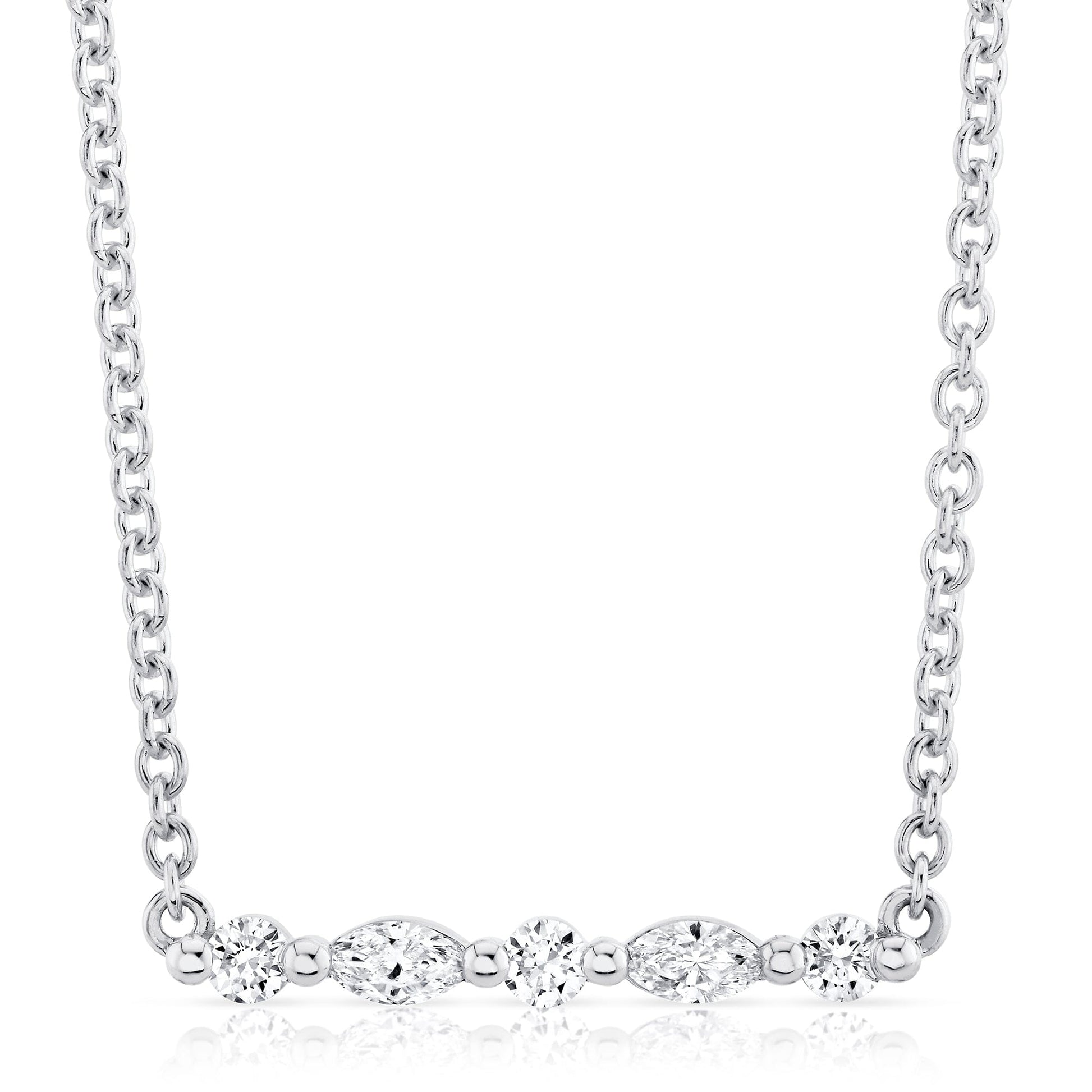Mini Montage Marquise and Round Cut Diamond Bar Necklace