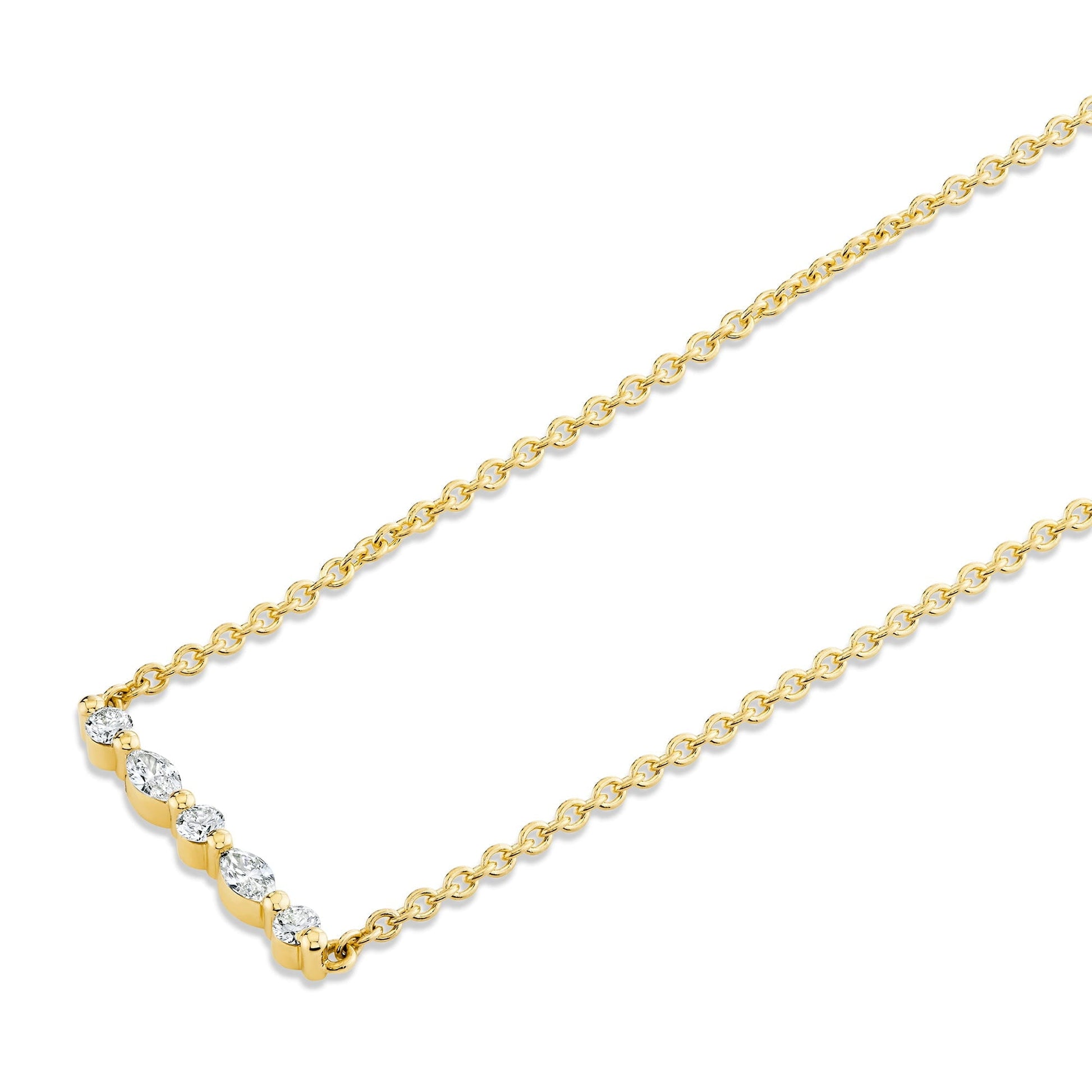 Mini Montage Marquise and Round Cut Diamond Bar Necklace