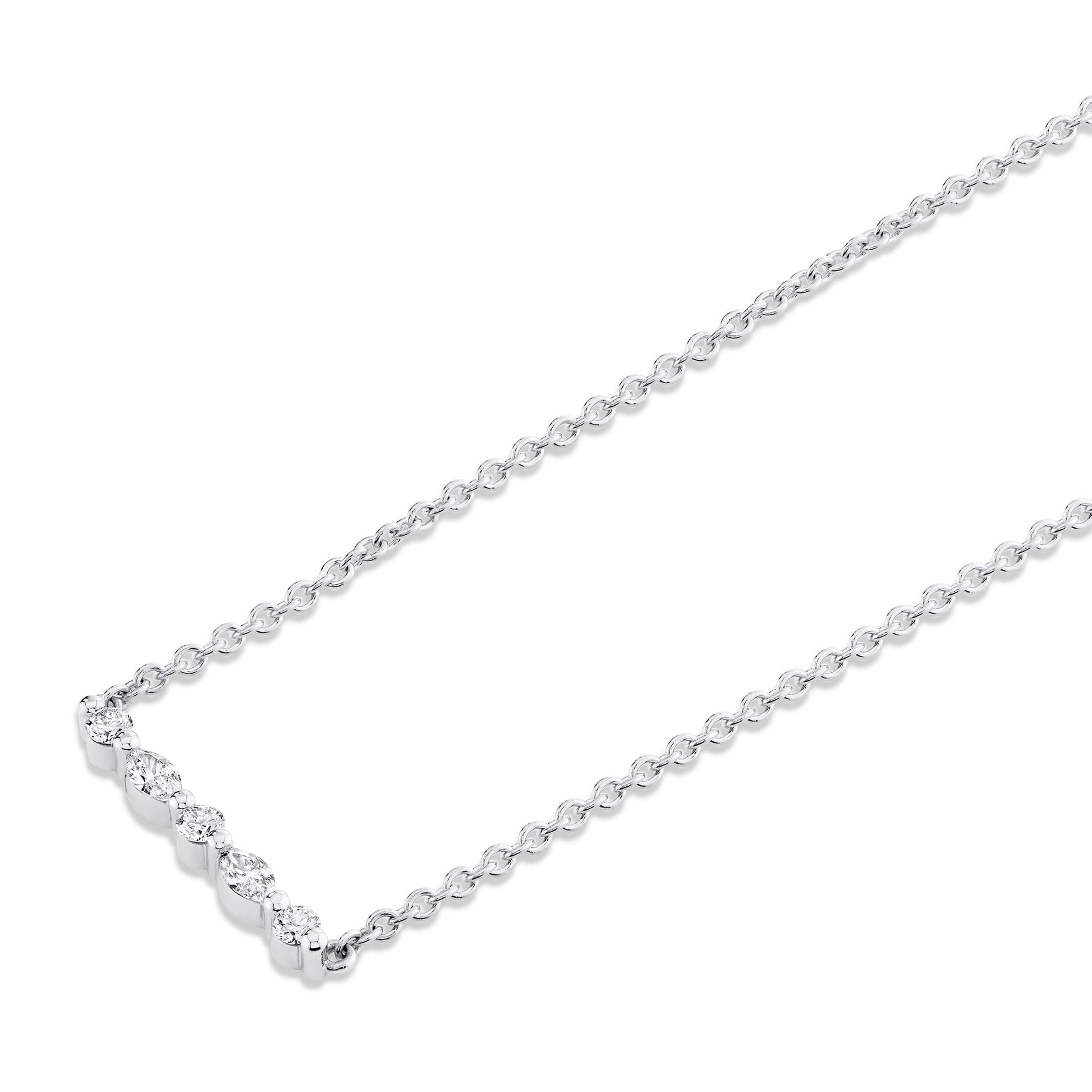 Mini Montage Marquise and Round Cut Diamond Bar Necklace