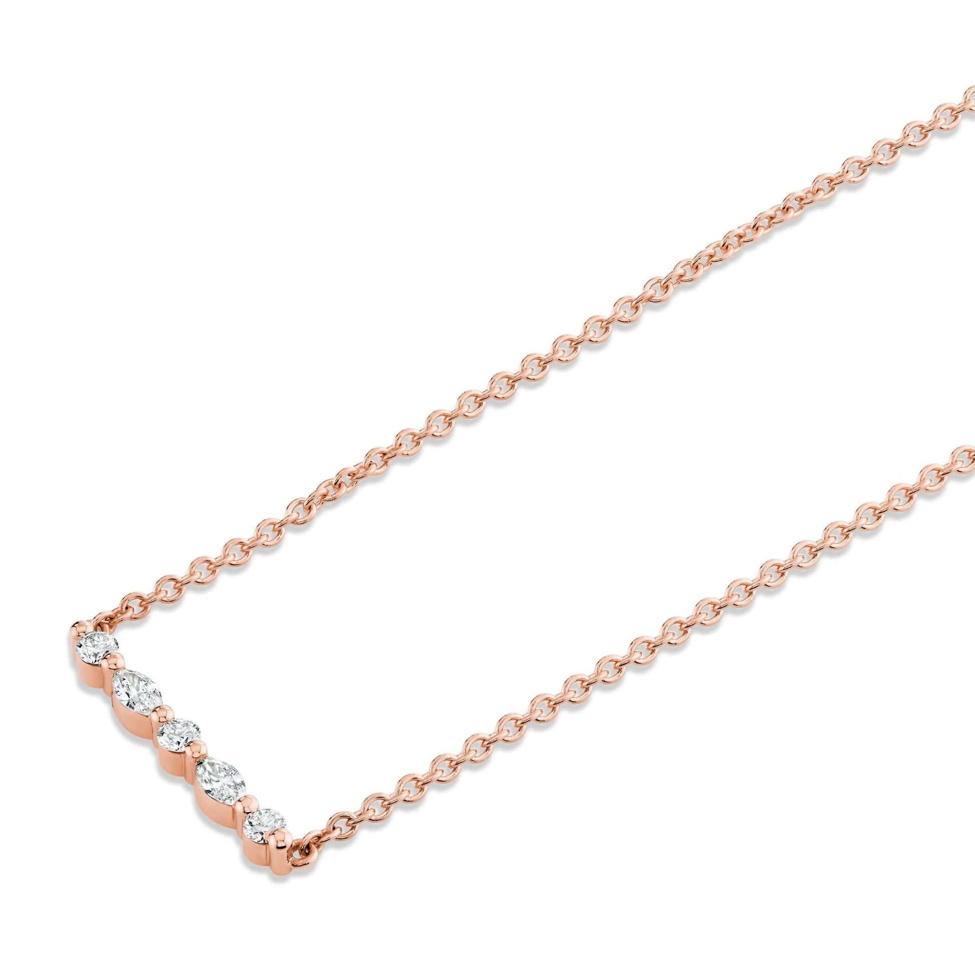 Mini Montage Marquise and Round Cut Diamond Bar Necklace