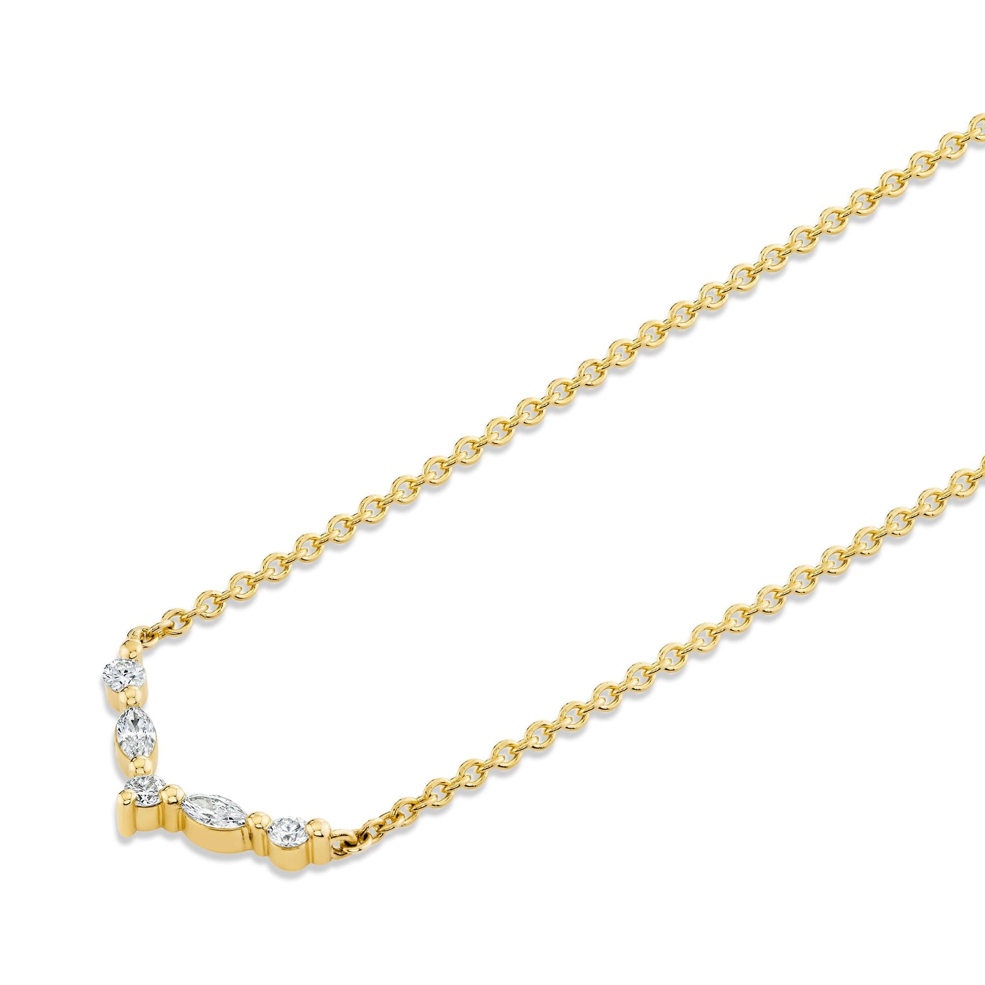 Mini Montage Marquise and Round Cut Diamond Chevron Necklace