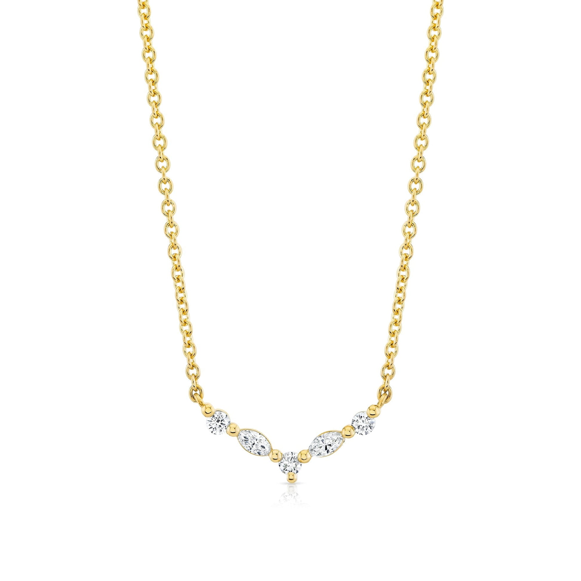 Mini Montage Marquise and Round Cut Diamond Chevron Necklace