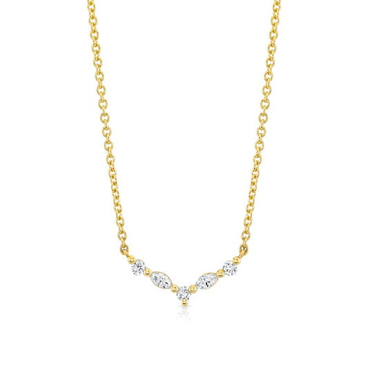 Mini Montage Marquise and Round Cut Diamond Chevron Necklace