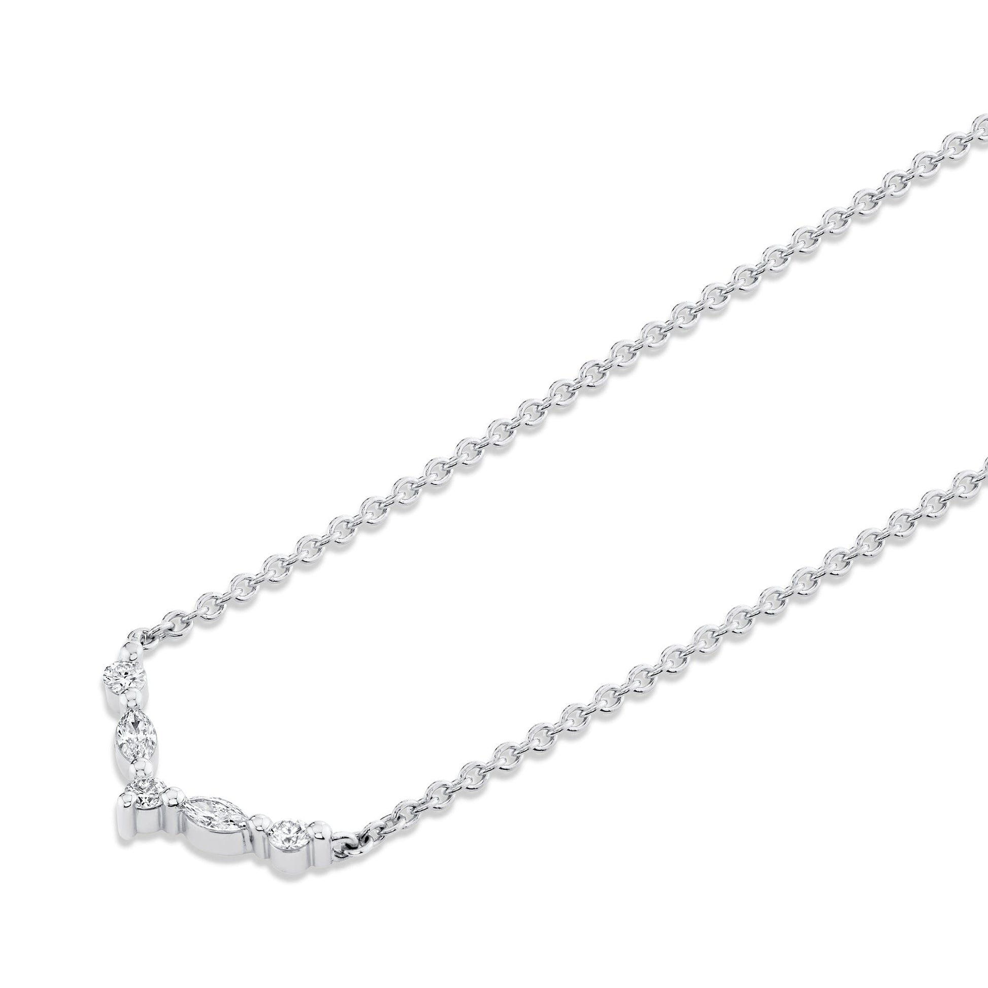 Mini Montage Marquise and Round Cut Diamond Chevron Necklace