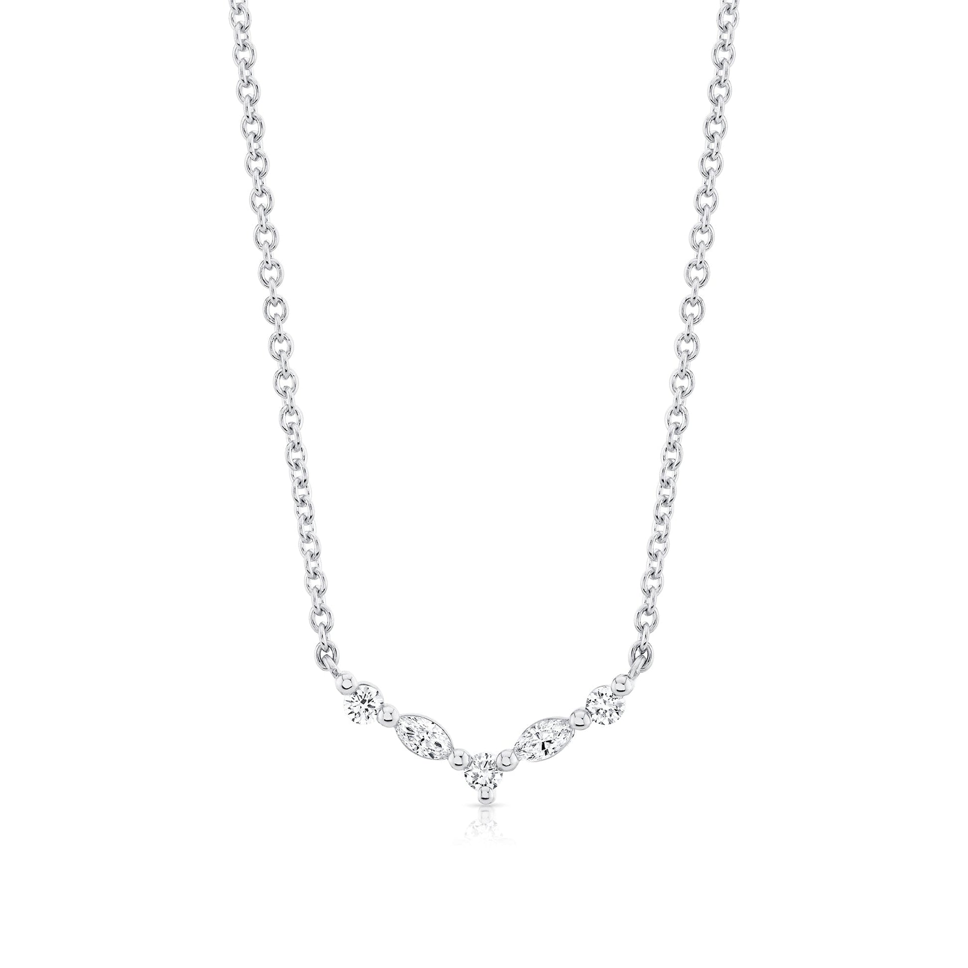 Mini Montage Marquise and Round Cut Diamond Chevron Necklace