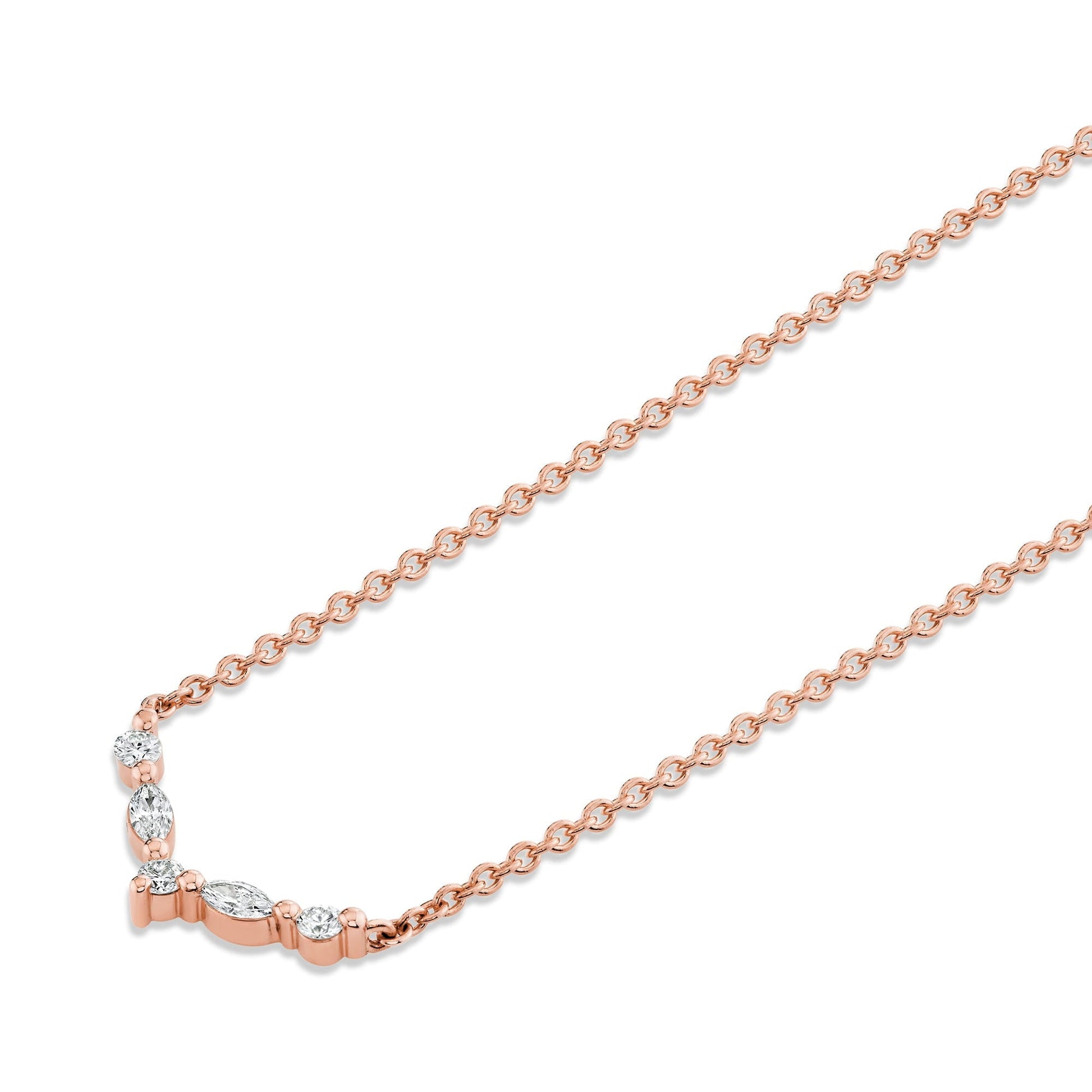 Mini Montage Marquise and Round Cut Diamond Chevron Necklace