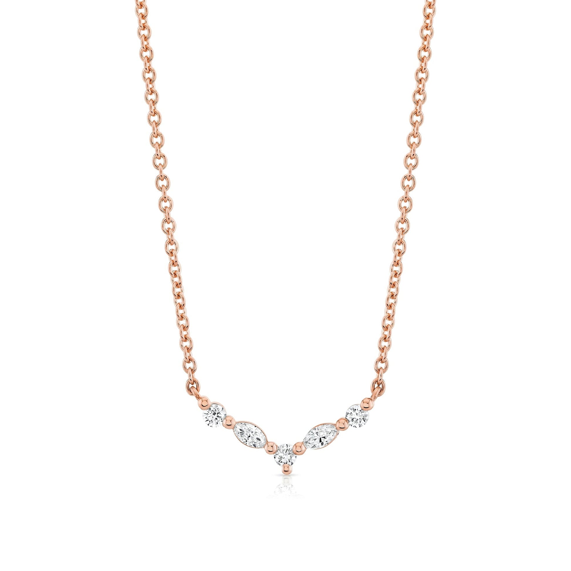 Mini Montage Marquise and Round Cut Diamond Chevron Necklace