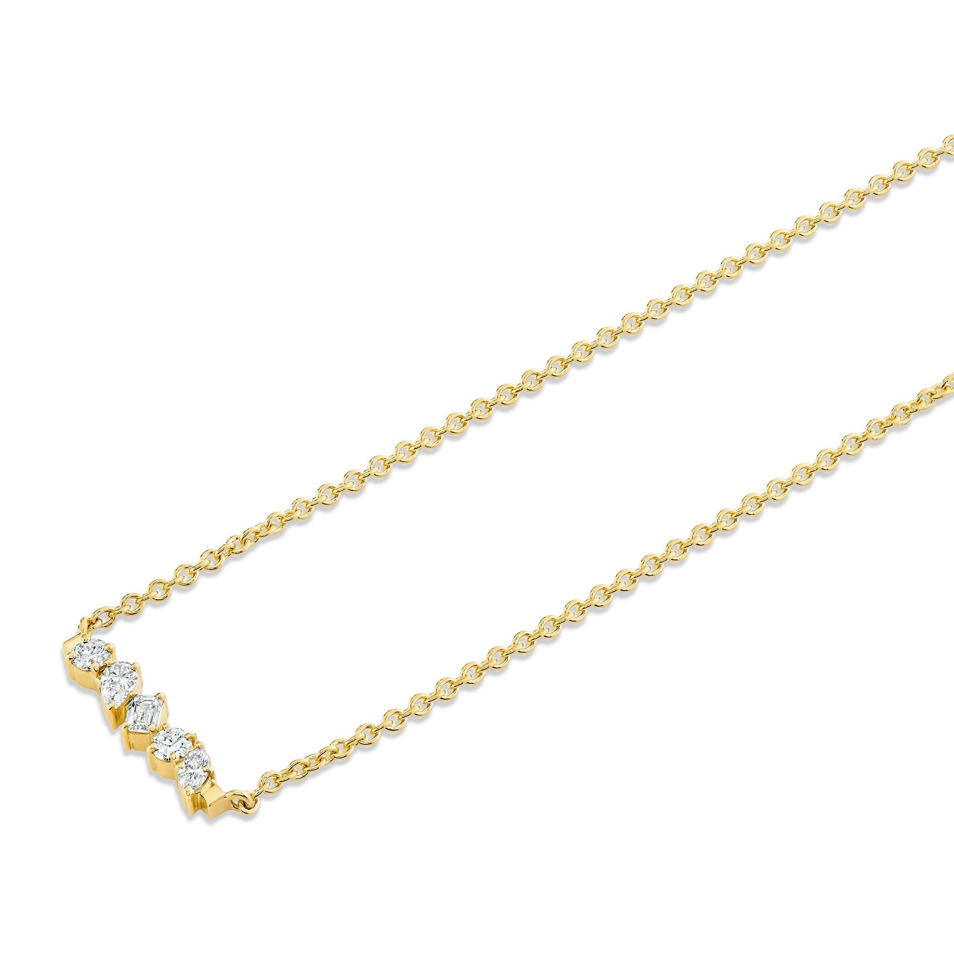 Mini Montage Mixed Cut Diamond Bar Necklace