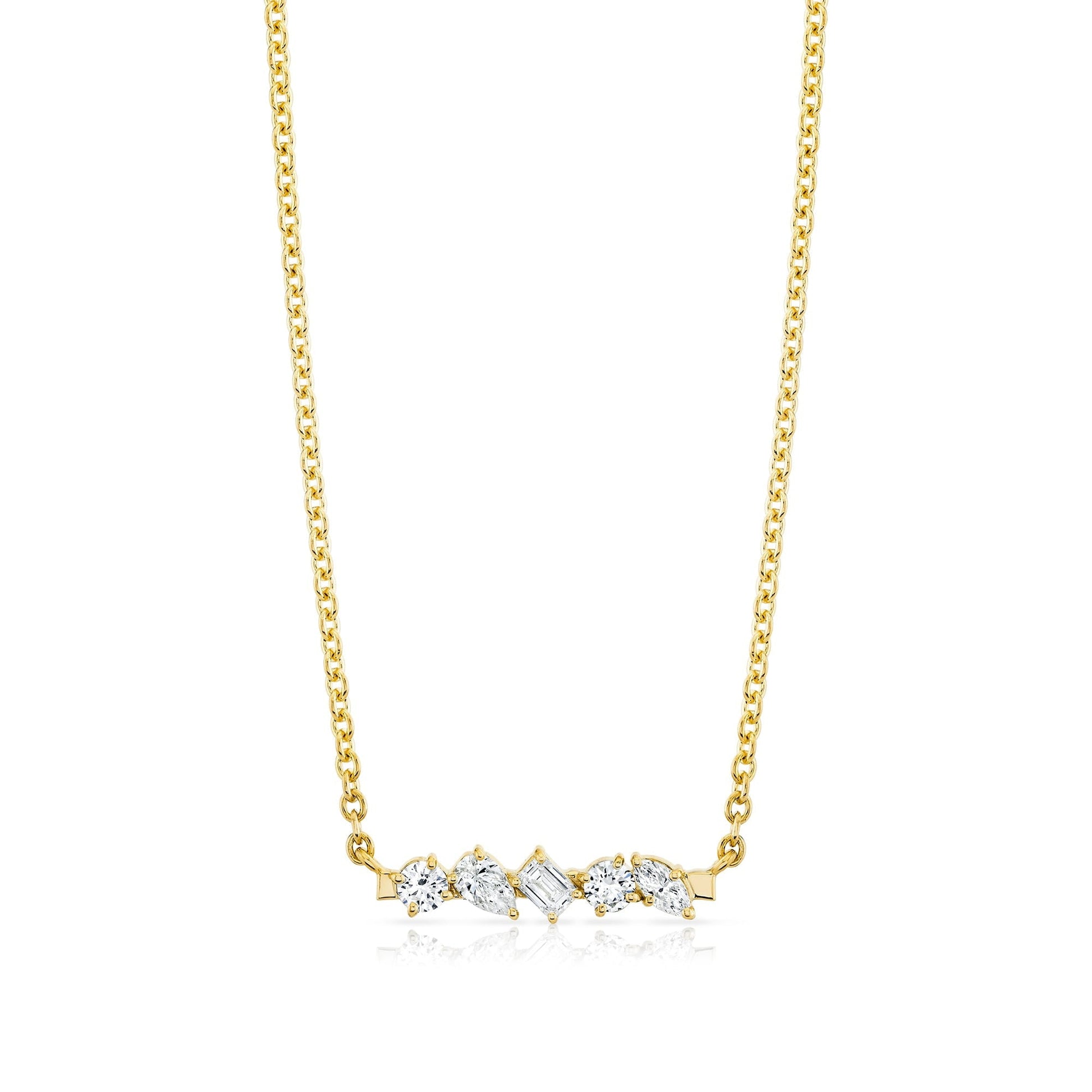 Mini Montage Mixed Cut Diamond Bar Necklace