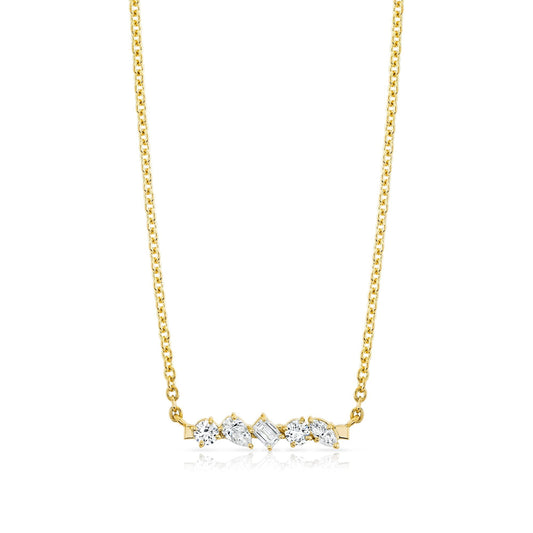 Mini Montage Mixed Cut Diamond Bar Necklace