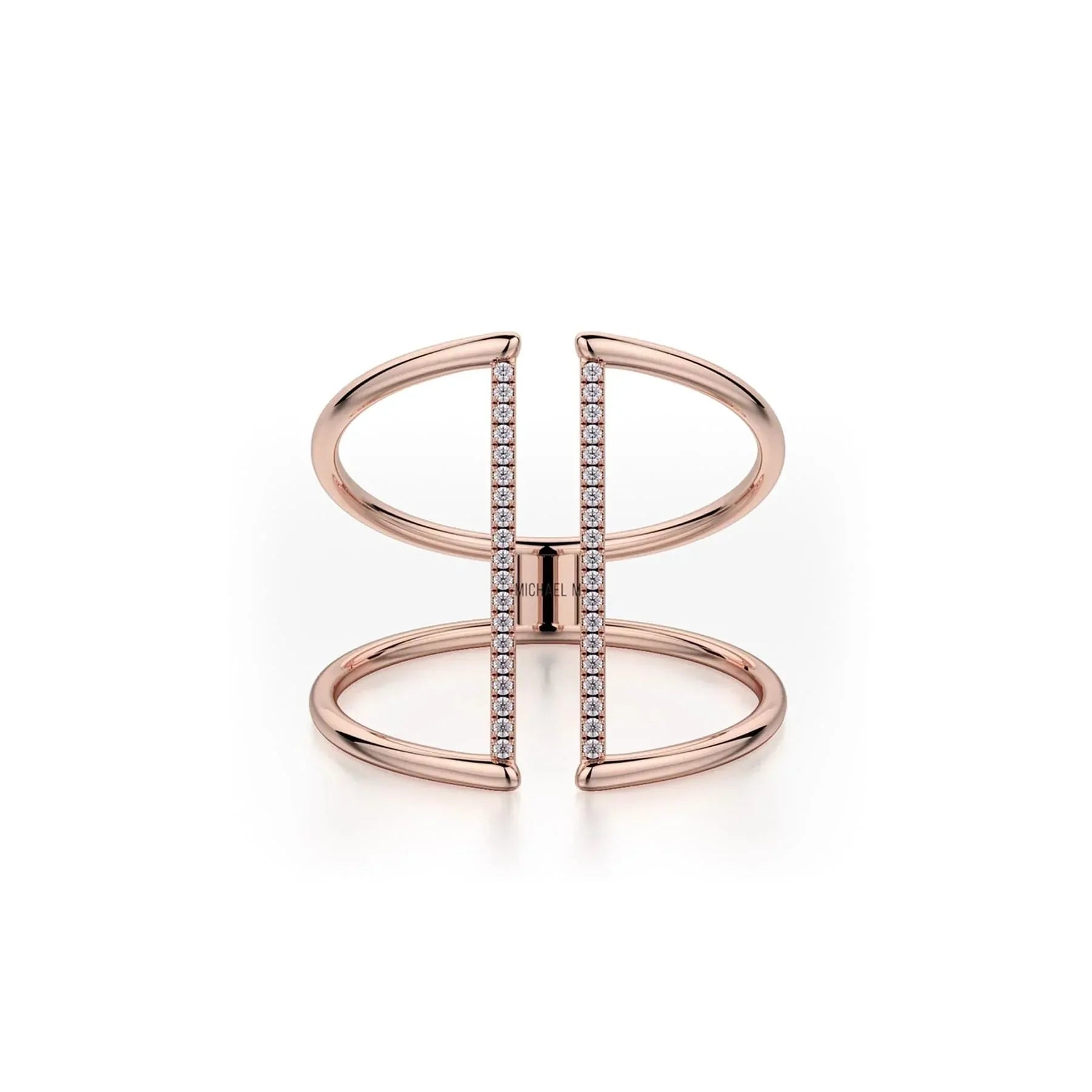 Double Band Diamond Bar Ring