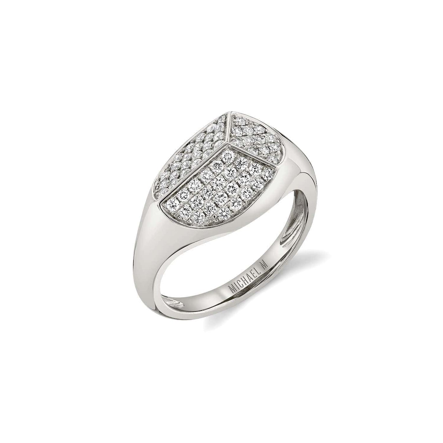 MICHAEL M Carve Signet Ring with Pav√© F465