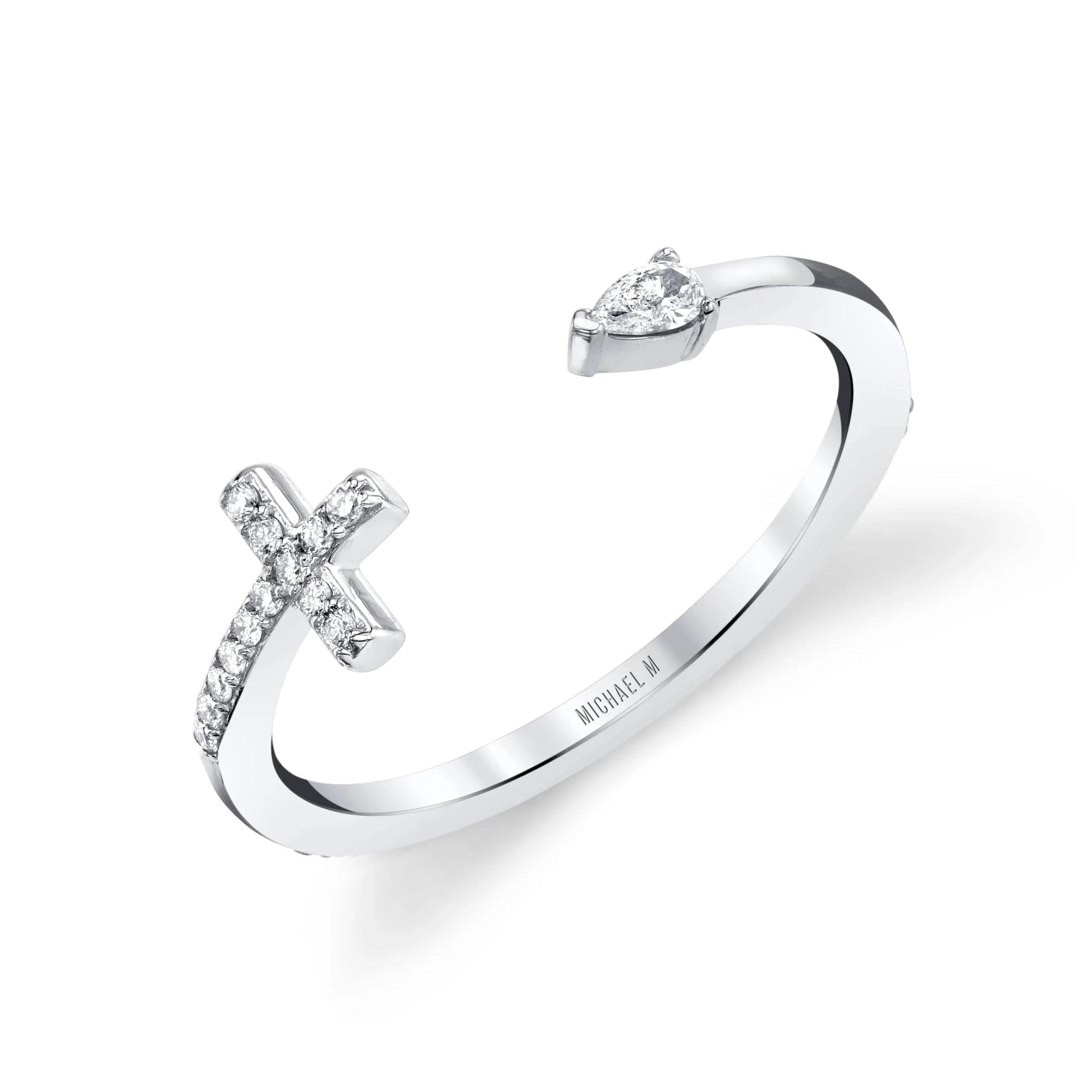 Cross and Teardrop Diamond Ring