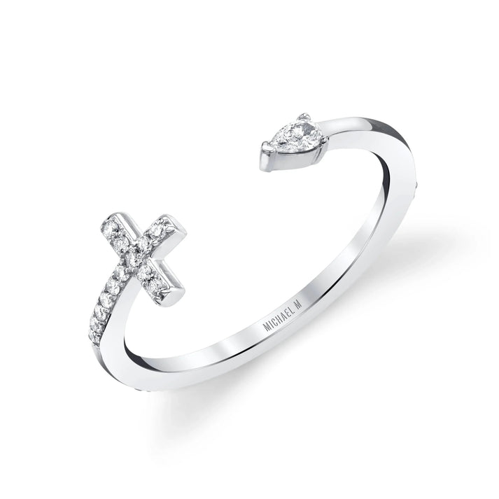 MICHAEL M Cross and Teardrop Diamond Ring F322-YG4