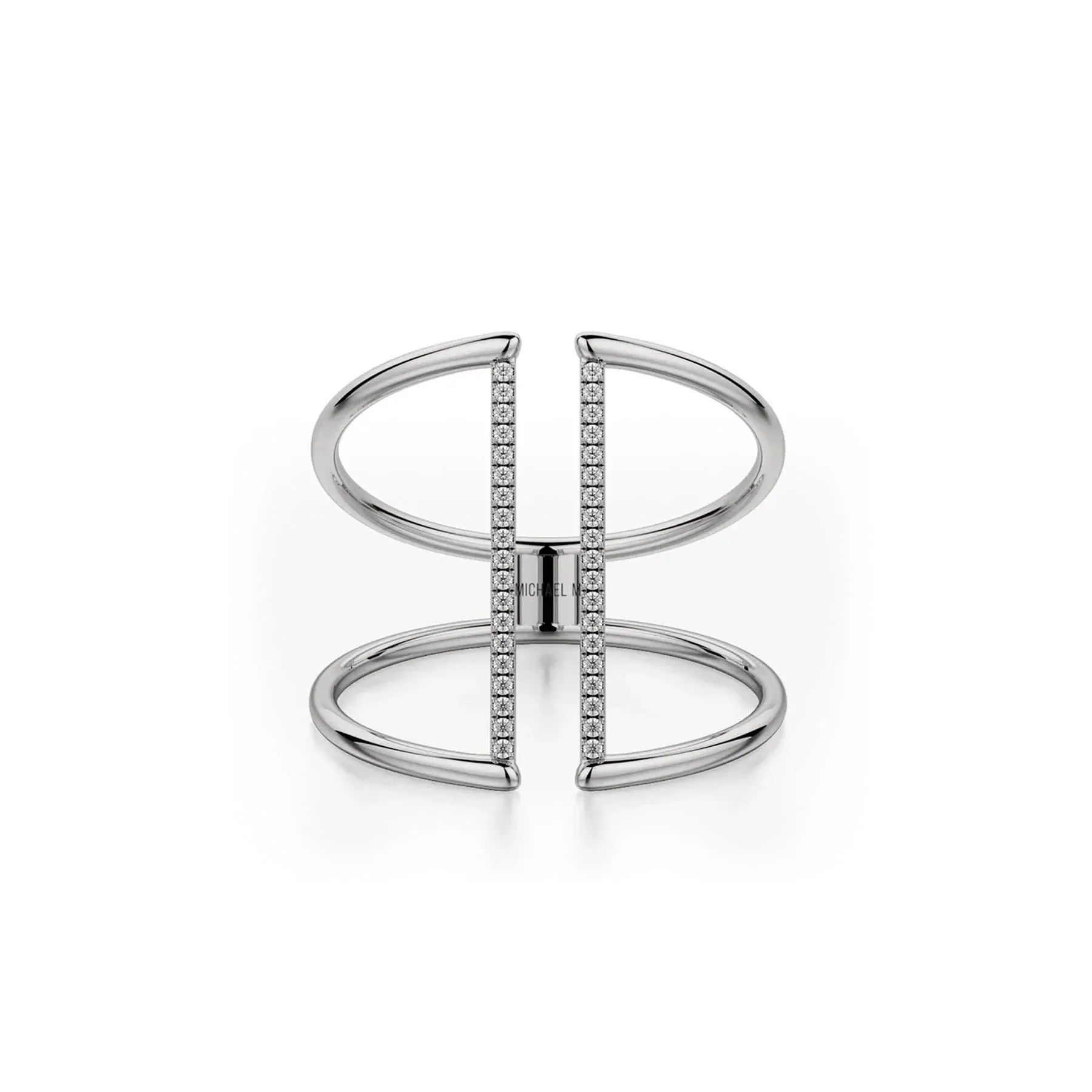 Double Band Diamond Bar Ring