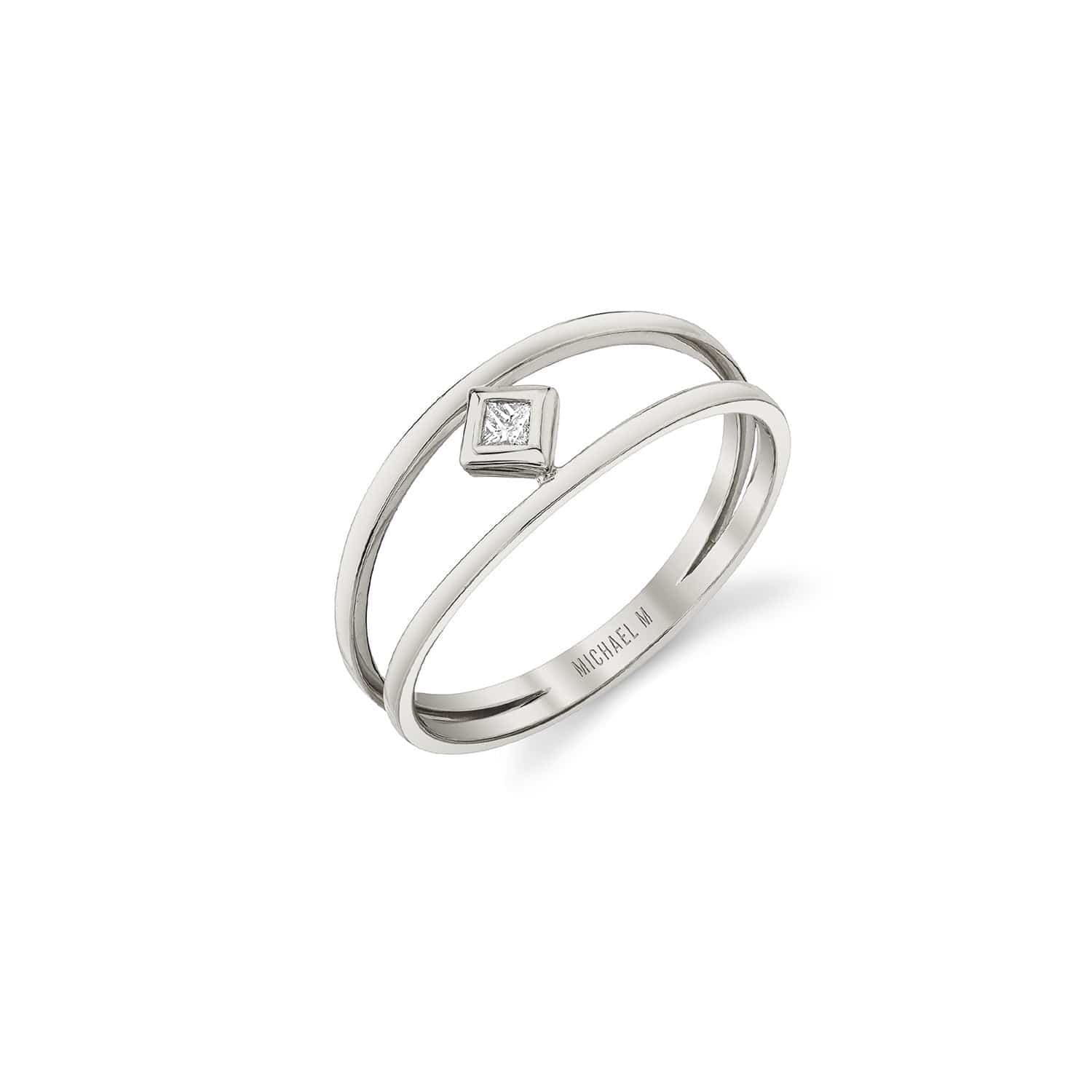 MICHAEL M Princess Bezel Double Shank Ring F407