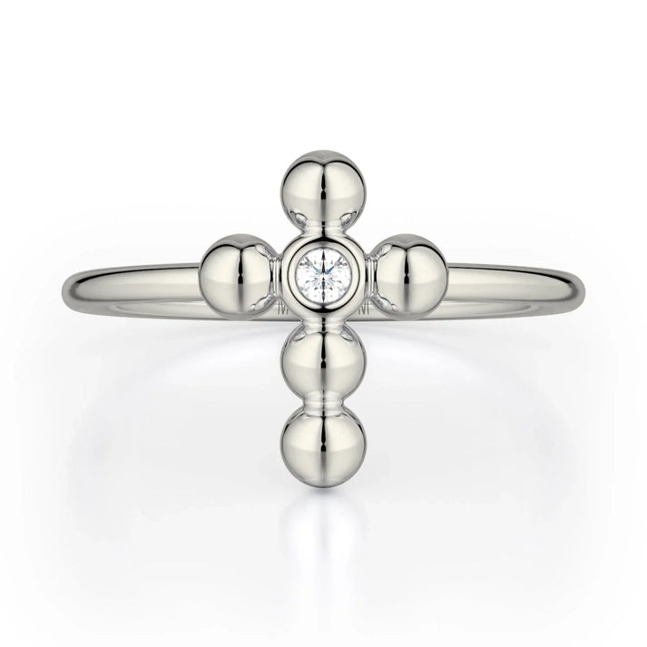 MICHAEL M Single Diamond Cross Ring F329-YG4