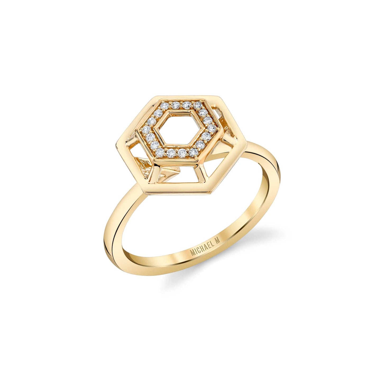 MICHAEL M Hex Truss Cocktail Ring F513