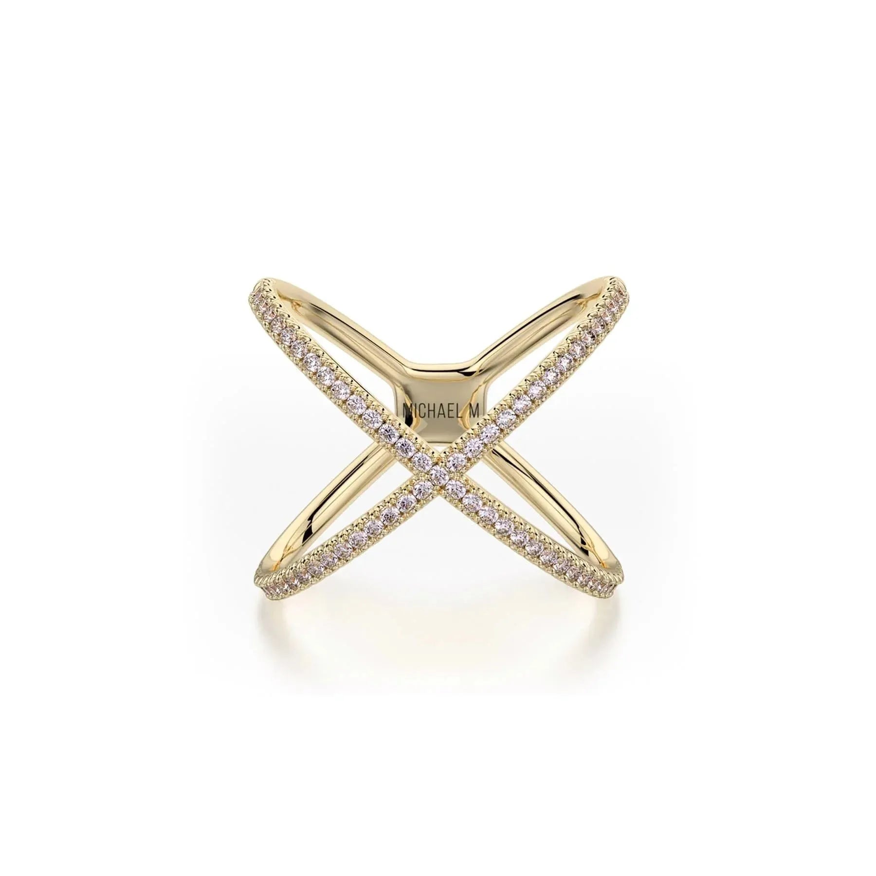 MICHAEL M Open Criss Cross Diamond Ring F280-YG4