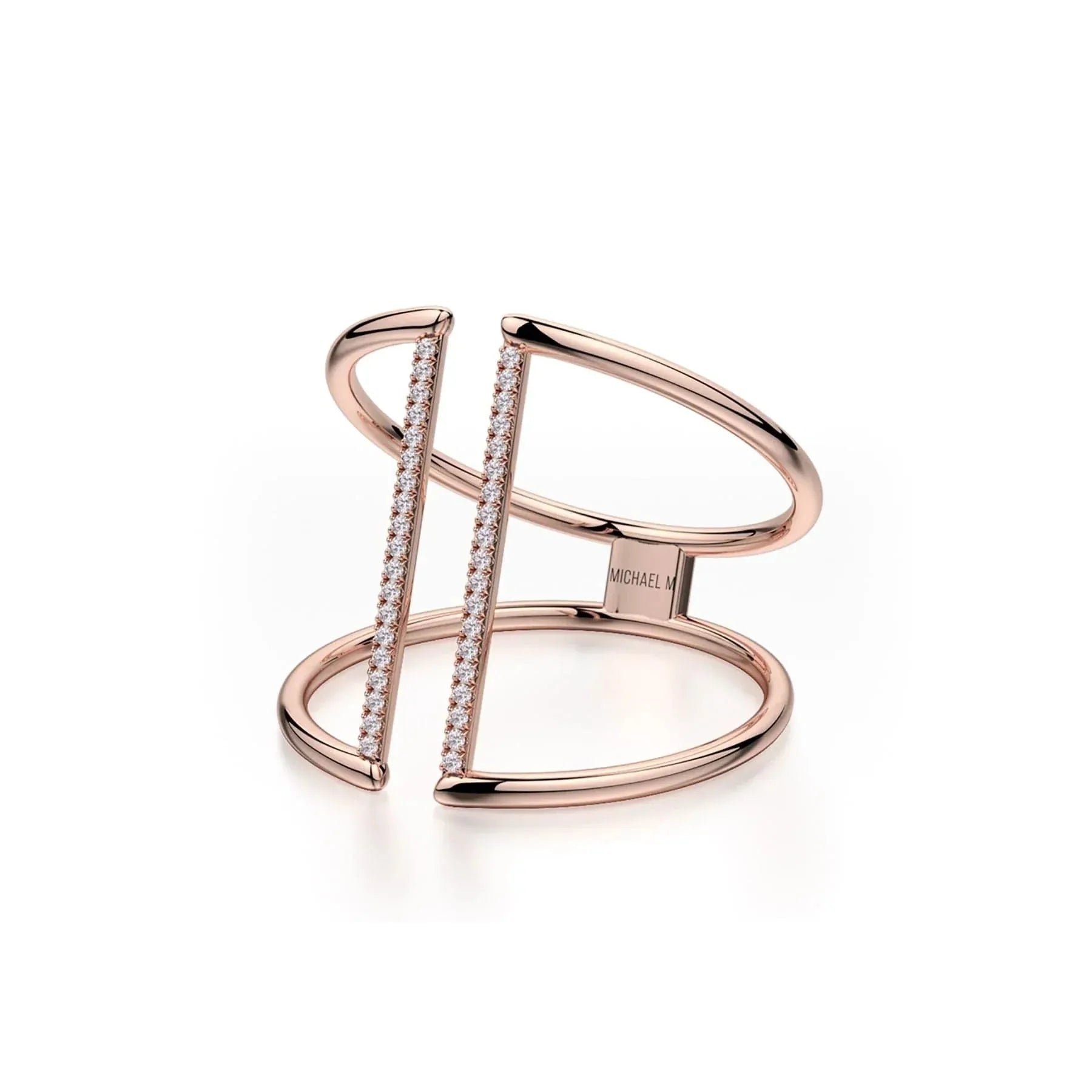 Double Band Diamond Bar Ring