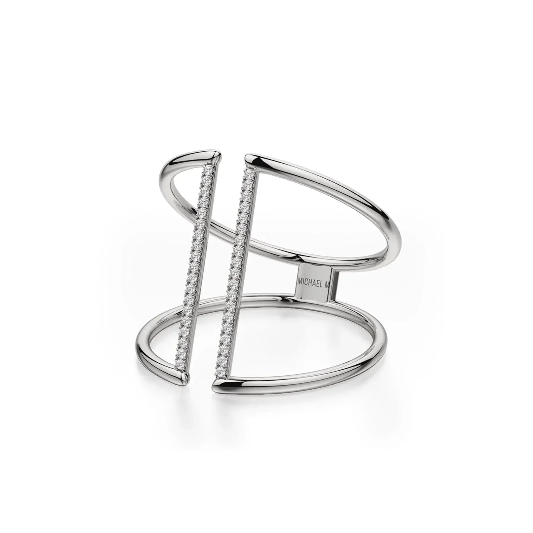 Double Band Diamond Bar Ring
