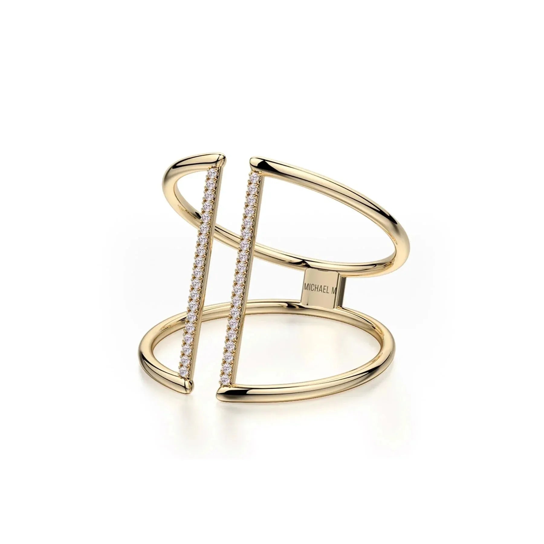 Double Band Diamond Bar Ring