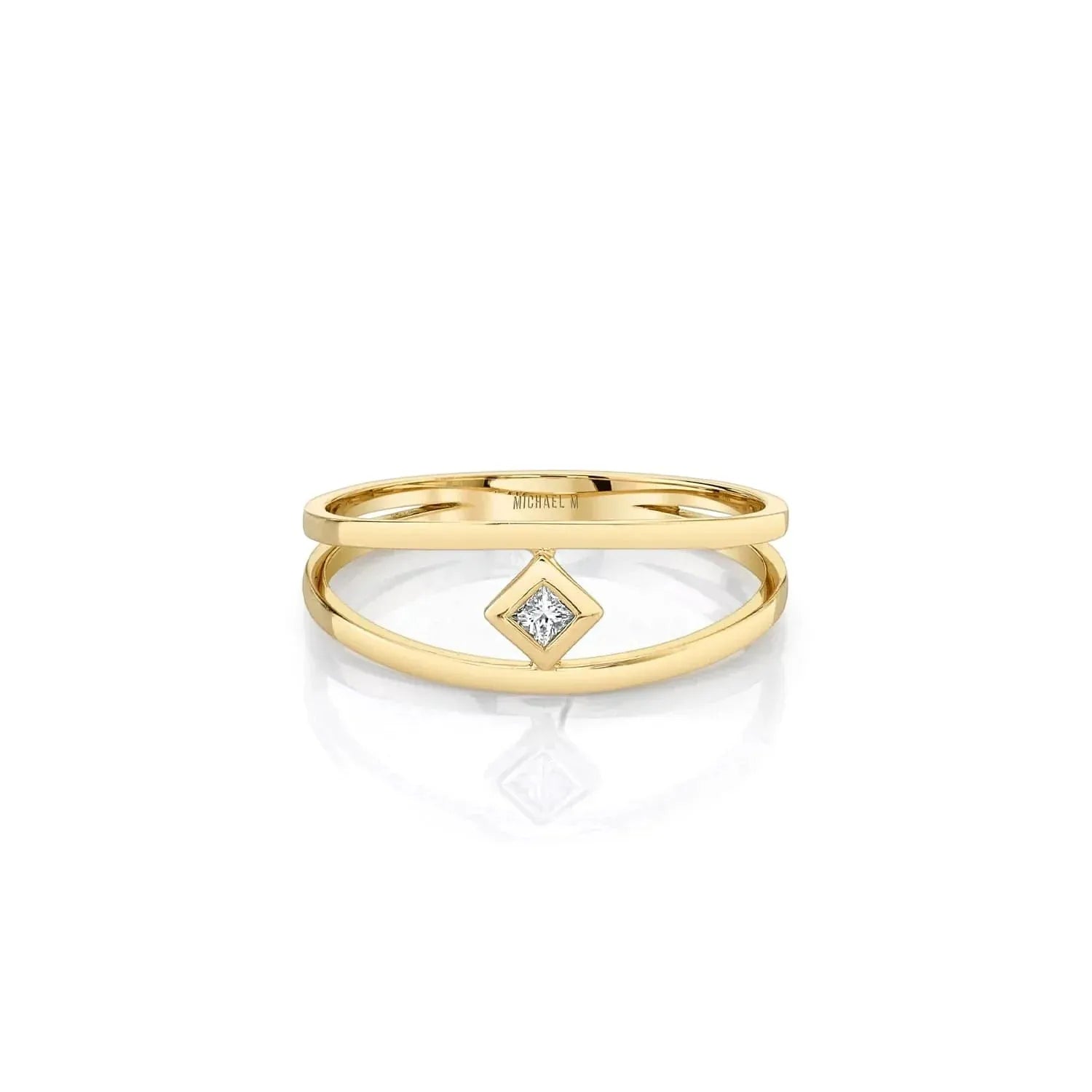 MICHAEL M Princess Bezel Double Shank Ring F407