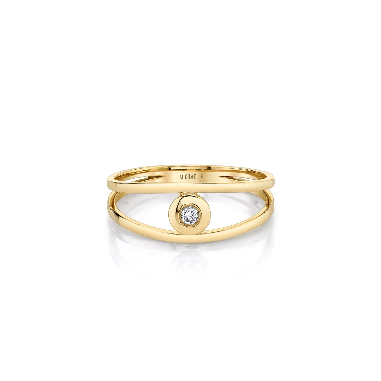 Round Bezel Double Shank Ring