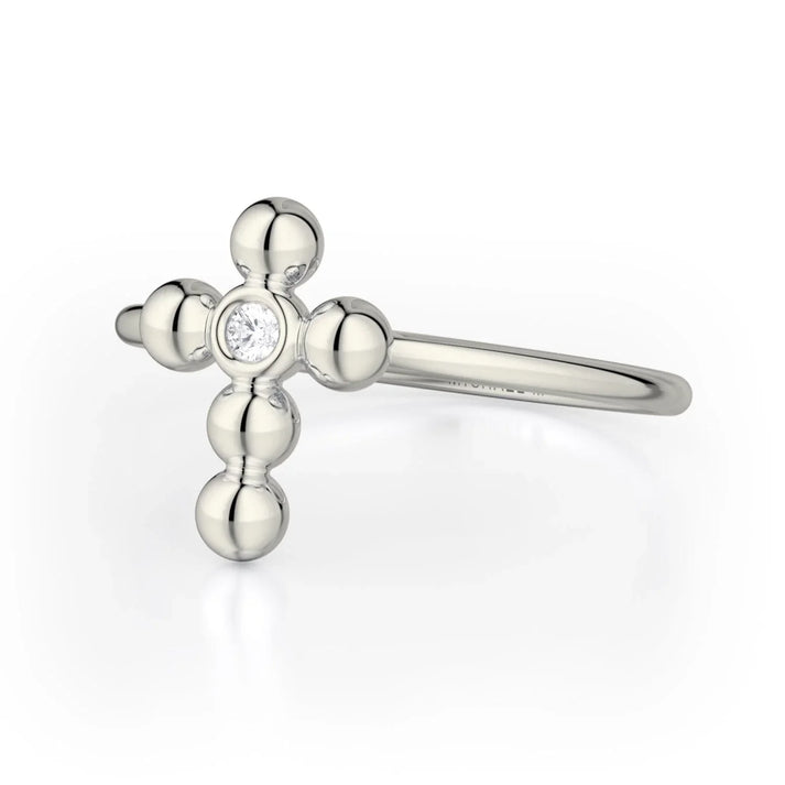 MICHAEL M Single Diamond Cross Ring F329-YG4