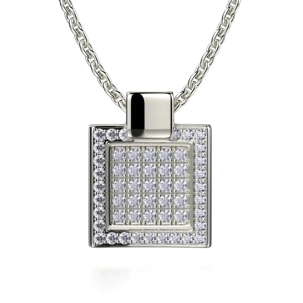 Diamond Filled Square Pendant Necklace