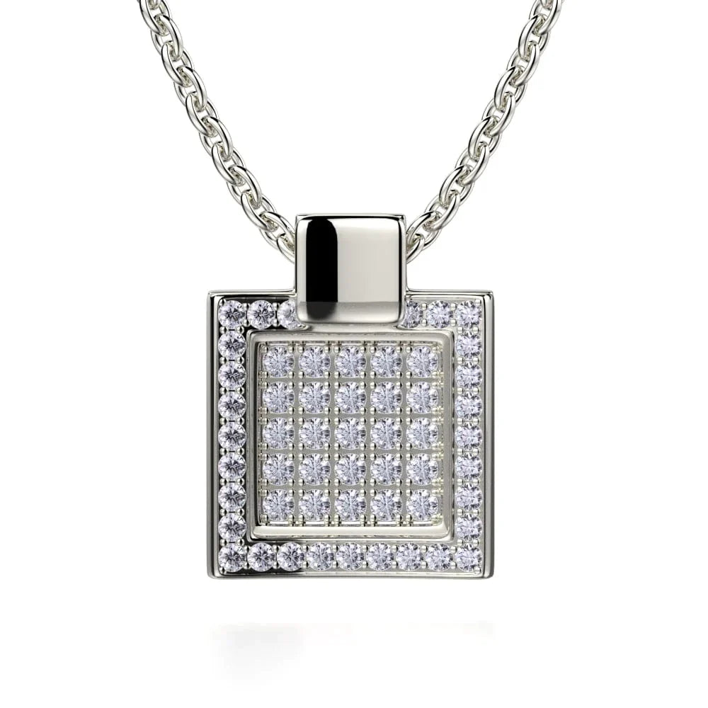 MICHAEL M Diamond Filled Square Pendant Necklace MH110S-WG