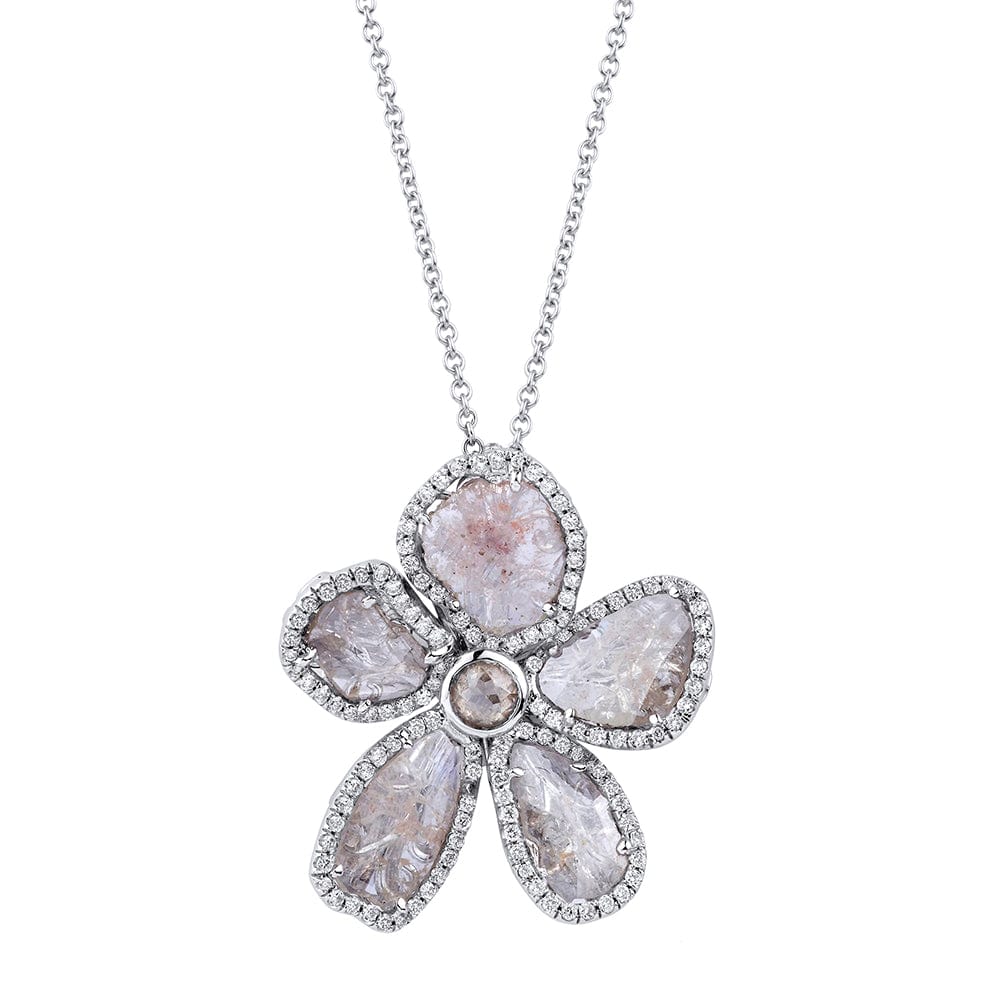 MICHAEL M 5 Petal Flower Pink and Grey Diamond Pendant P150