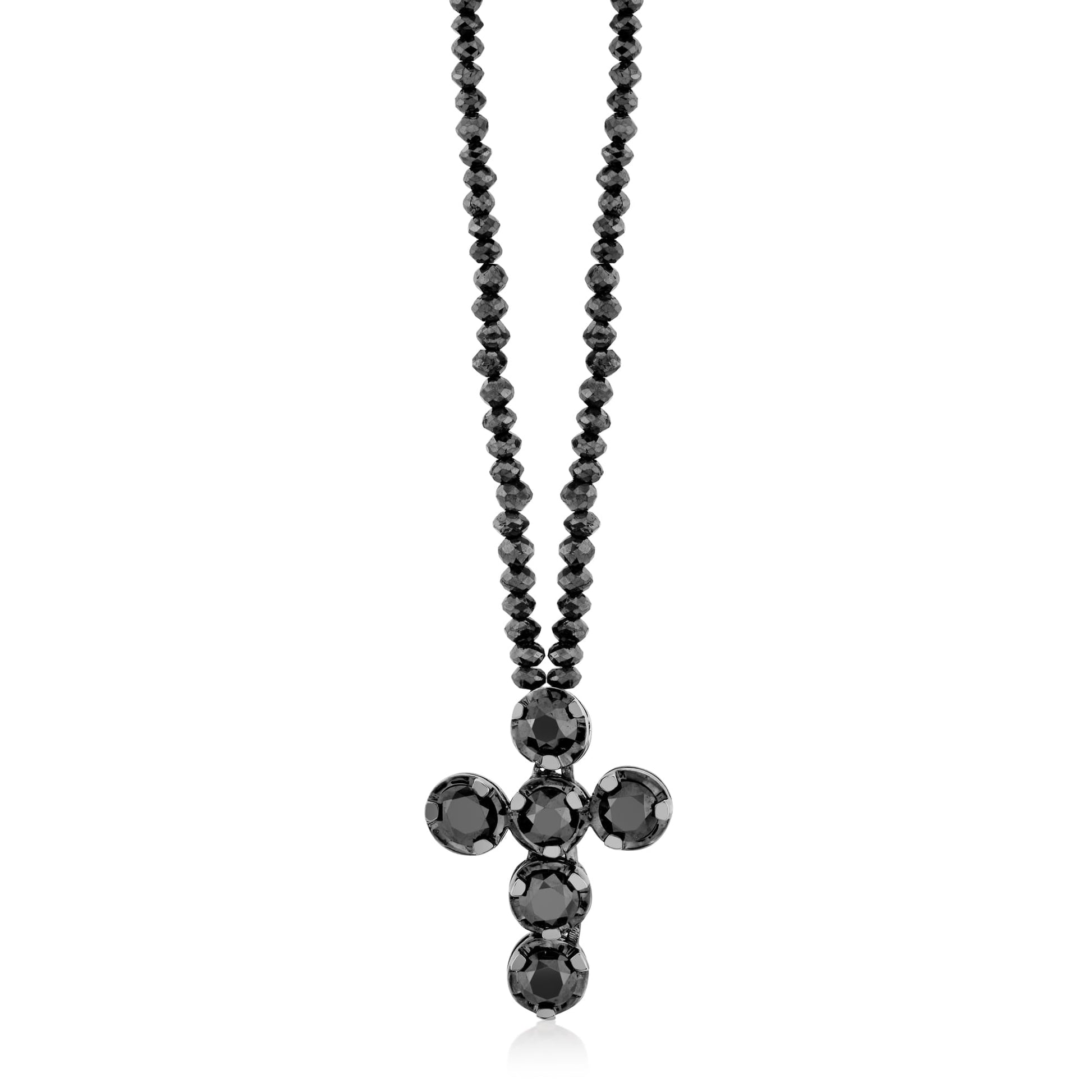 Bold Black Diamond Cross and Necklace