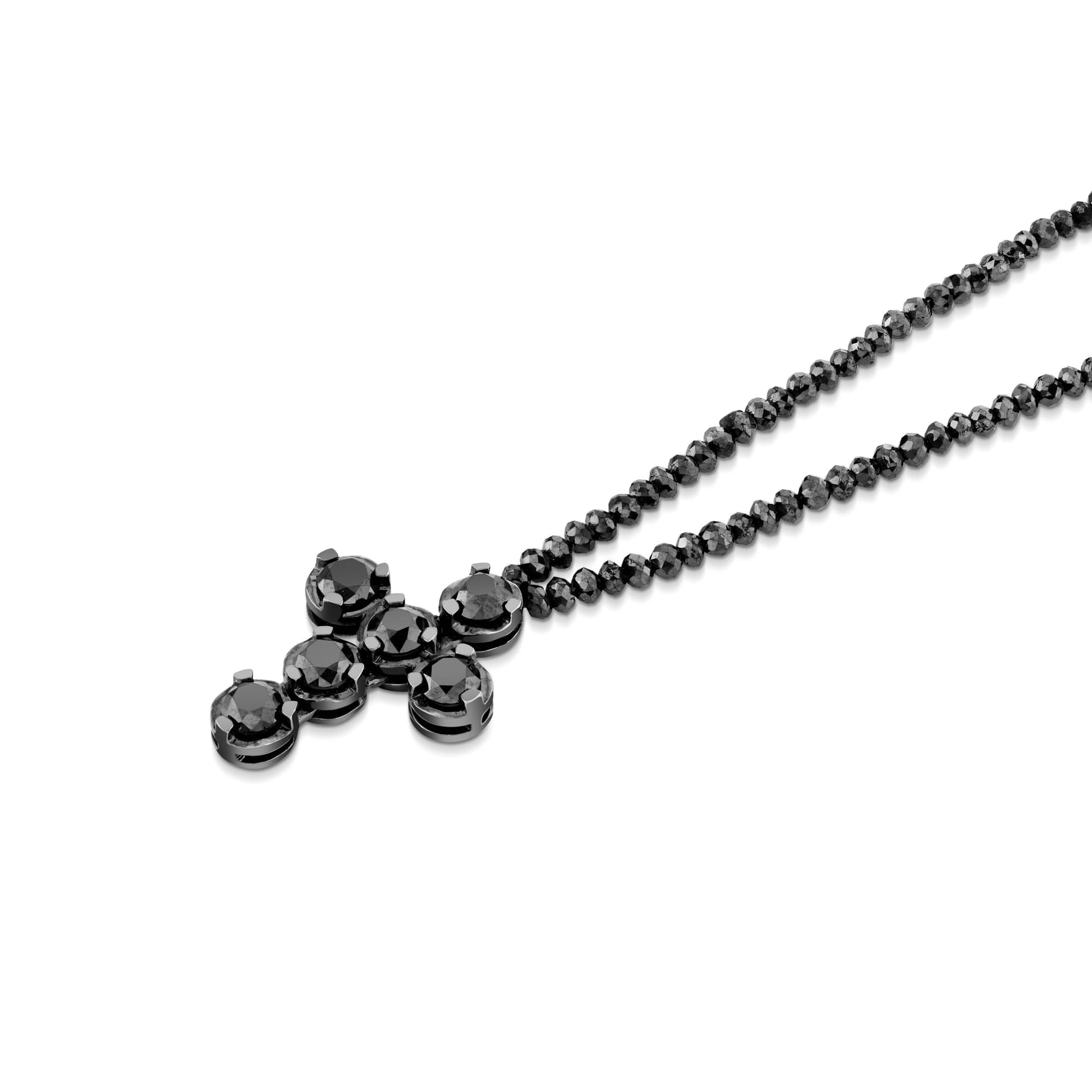 Bold Black Diamond Cross and Necklace