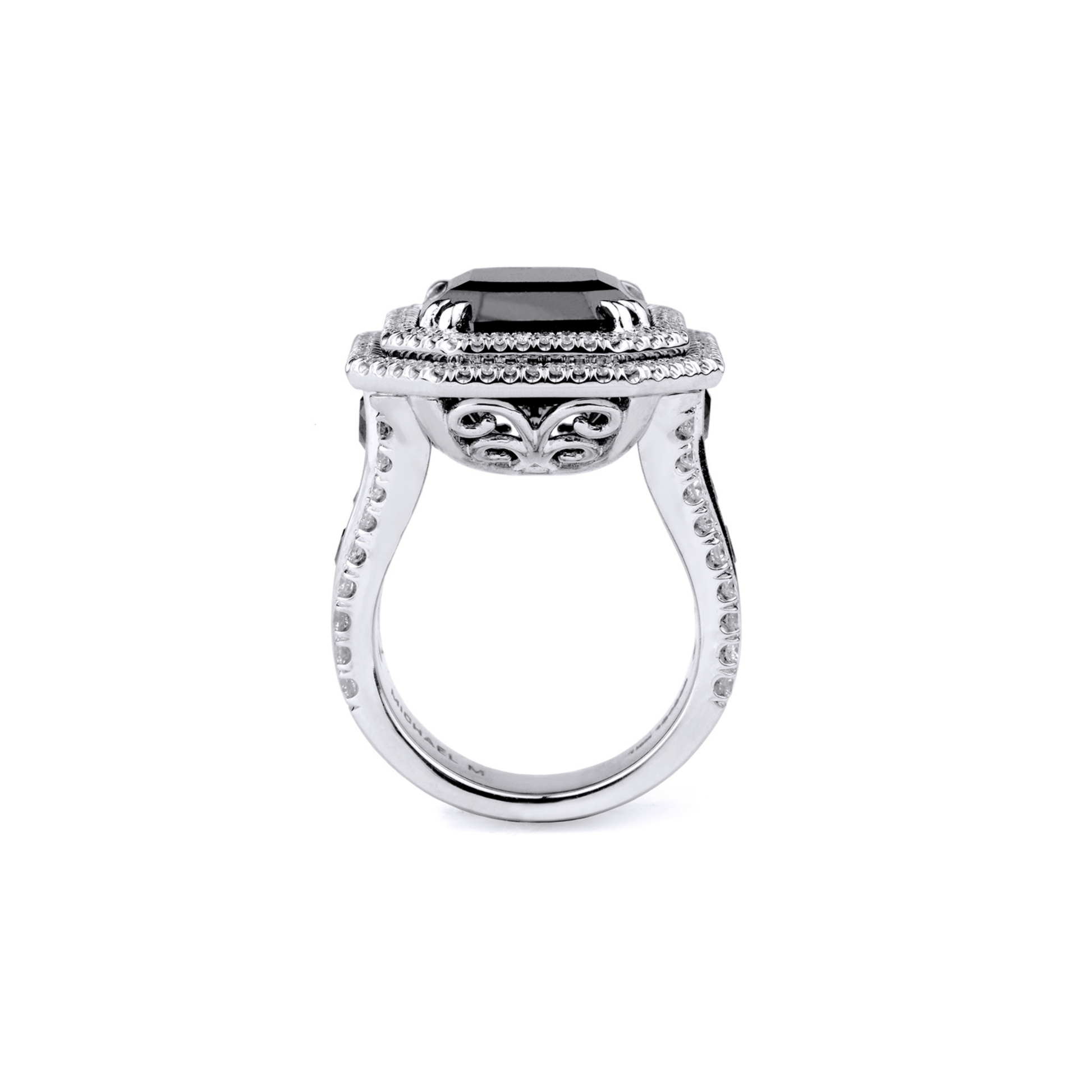 Black Diamond Emerald Cut Ring