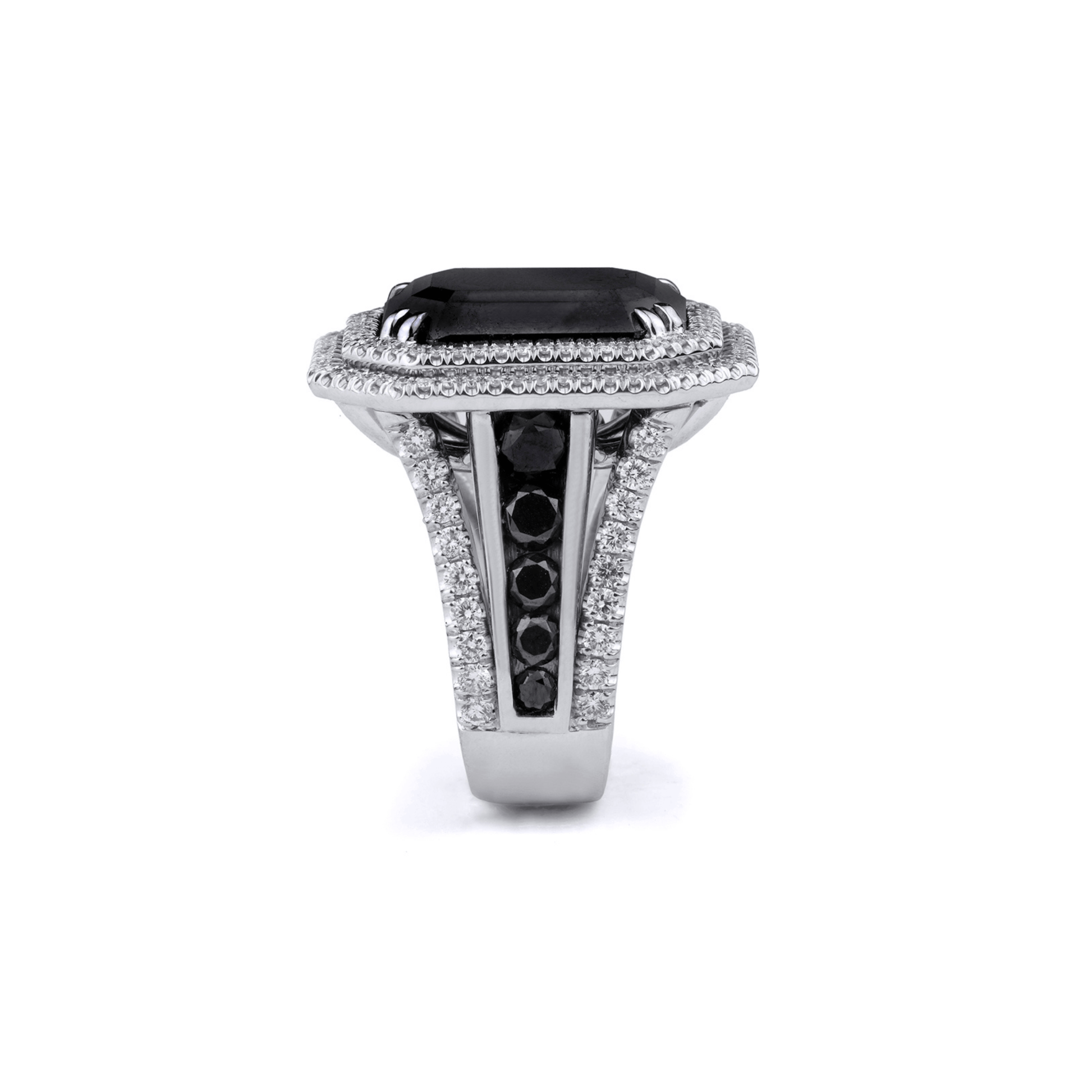 Black Diamond Emerald Cut Ring