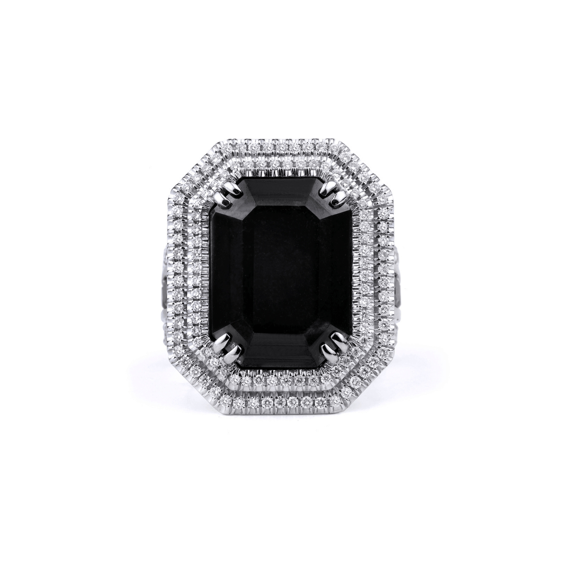 Black Diamond Emerald Cut Ring