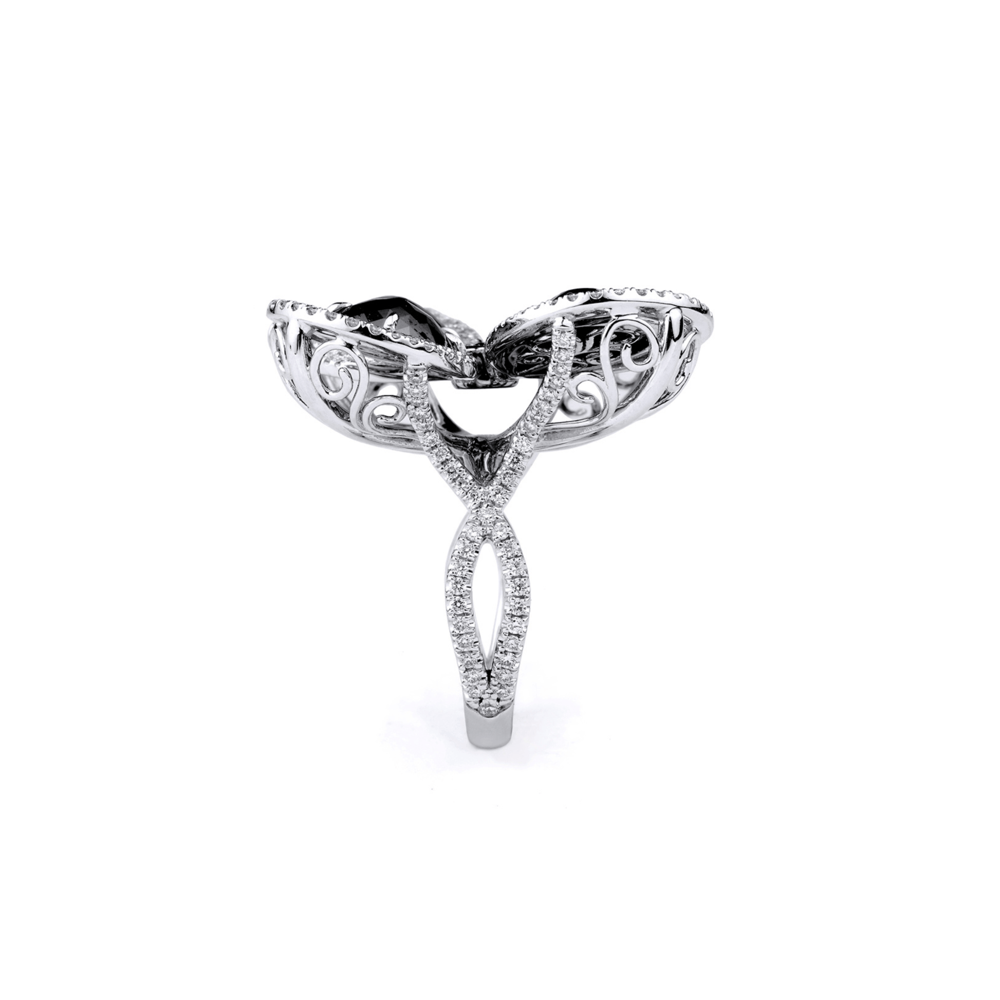 Black Diamond Floral Ring