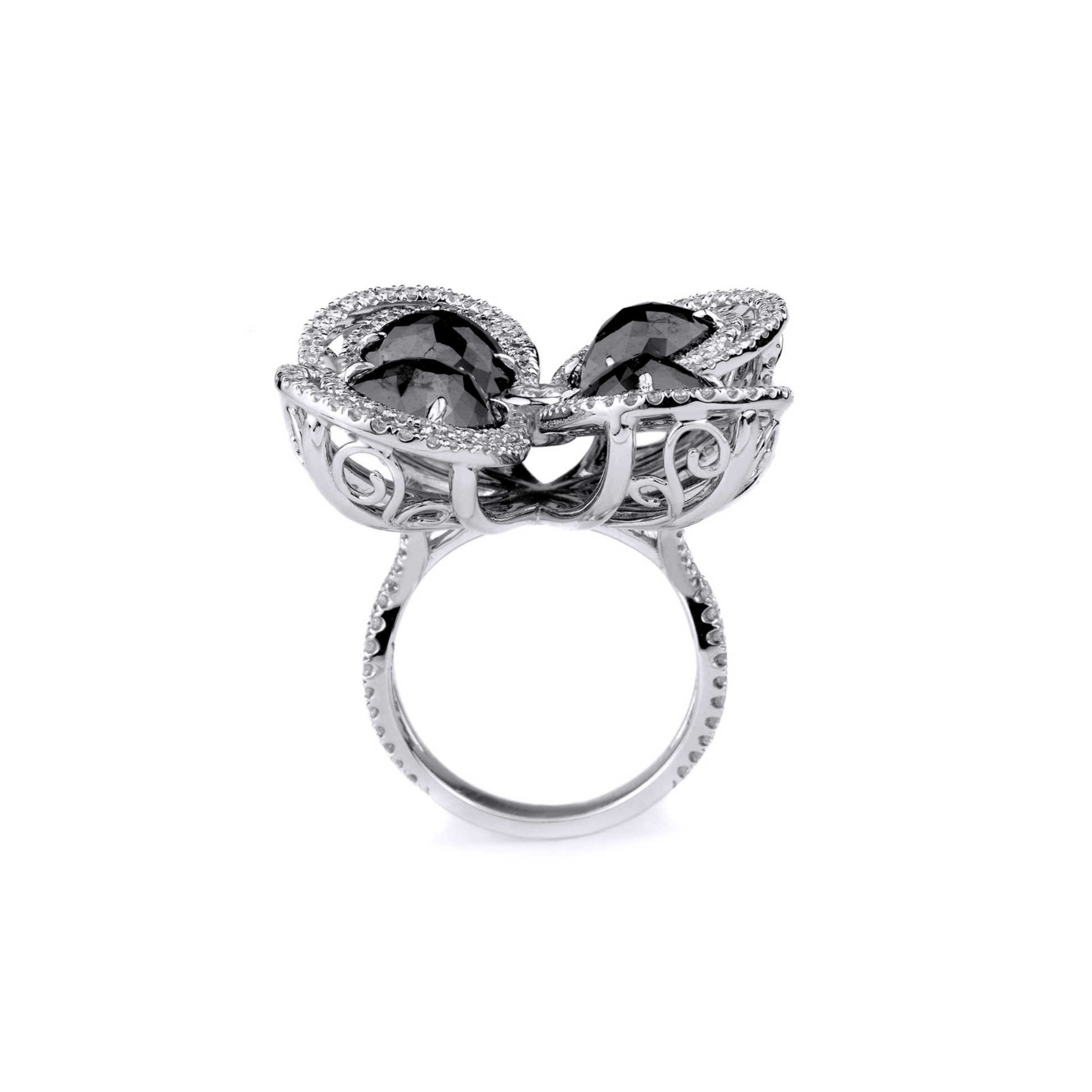 Black Diamond Floral Ring