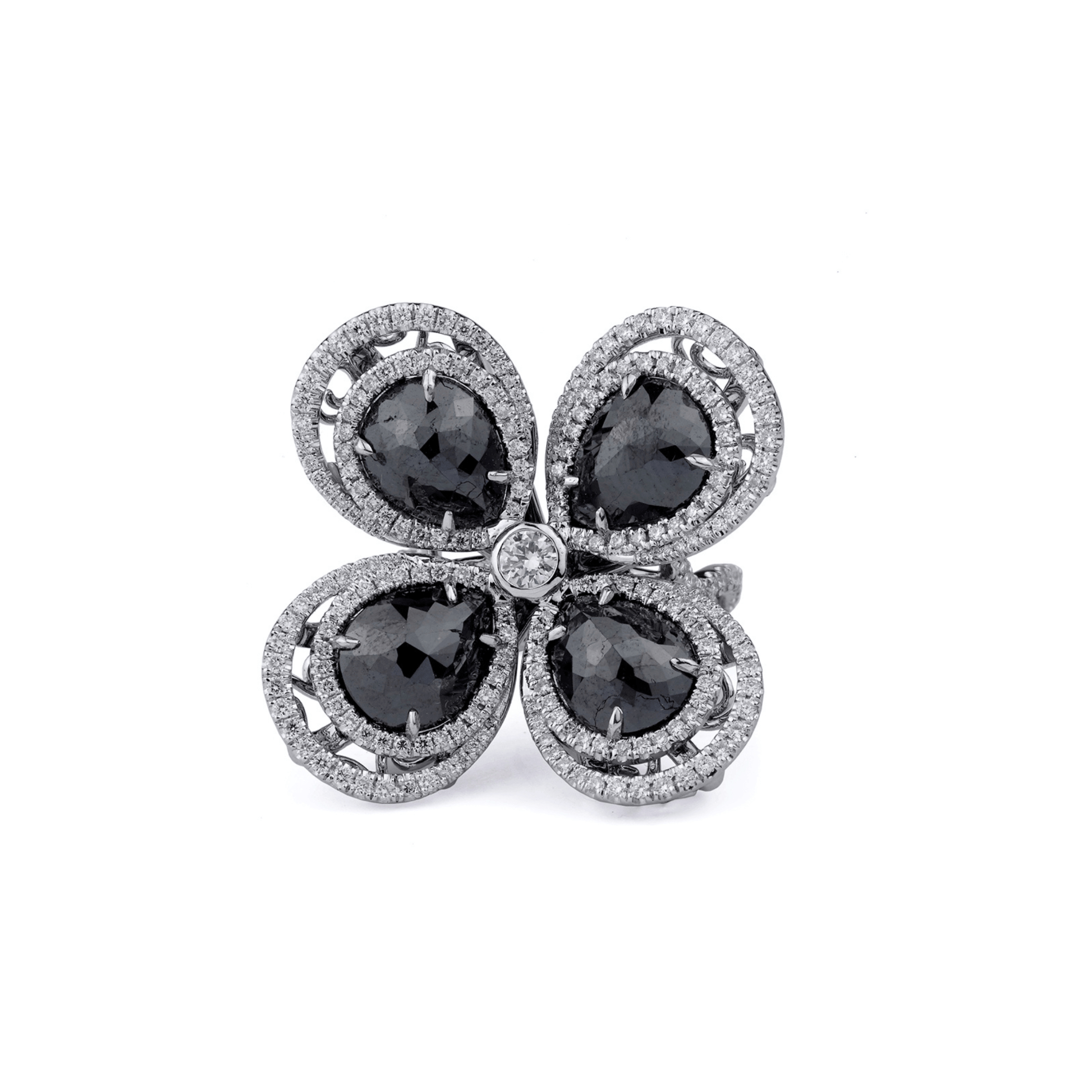 Black Diamond Floral Ring