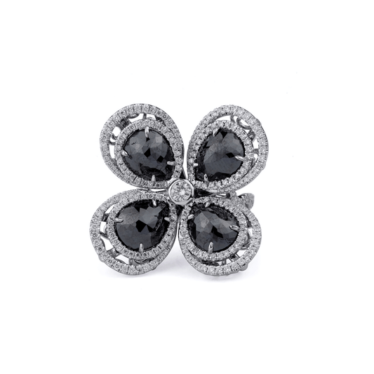 Black Diamond Floral Ring